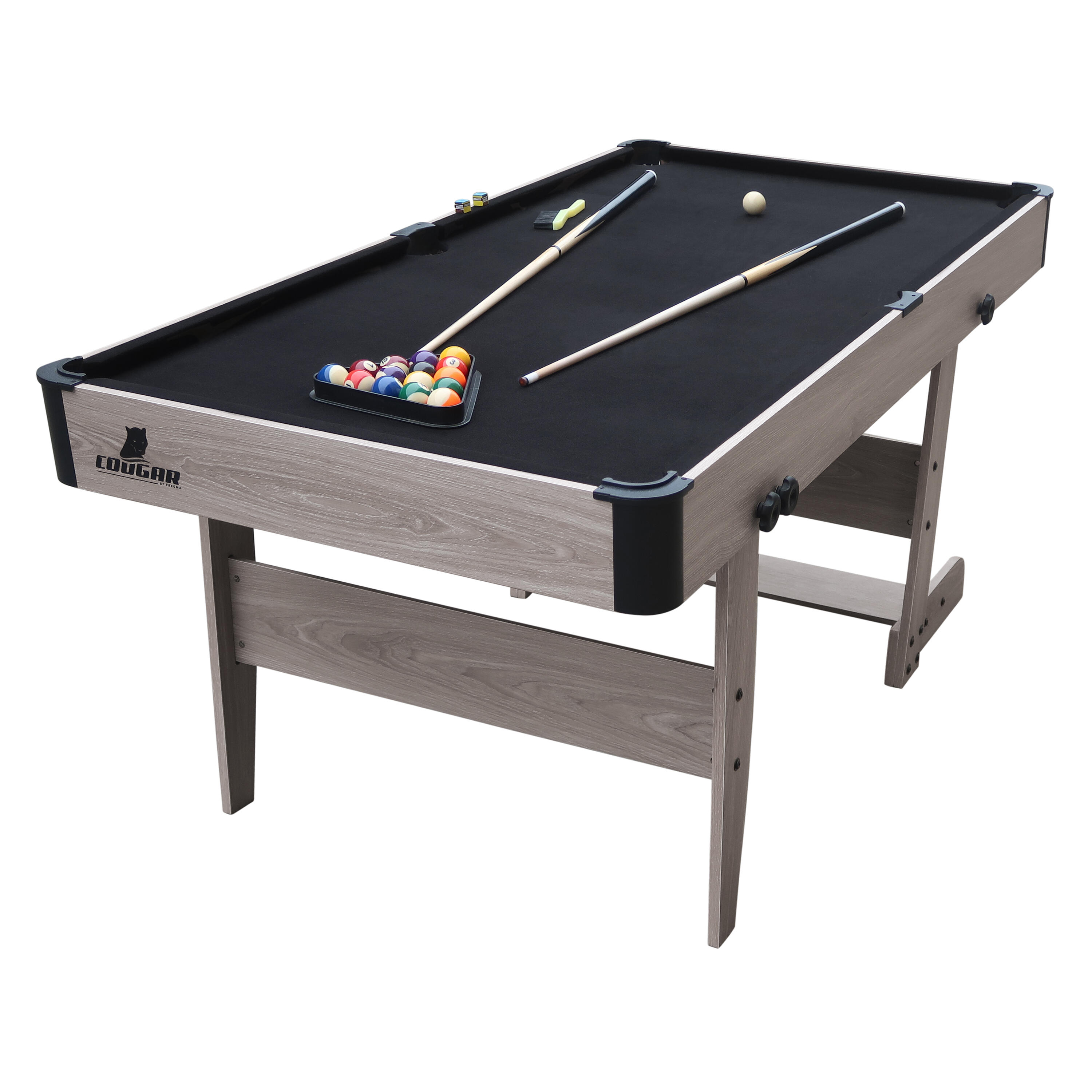 Cougar Hustle XL Billardtisch klappbar inkl. Zubehör 6ft, holzlook/schwarz 5/6