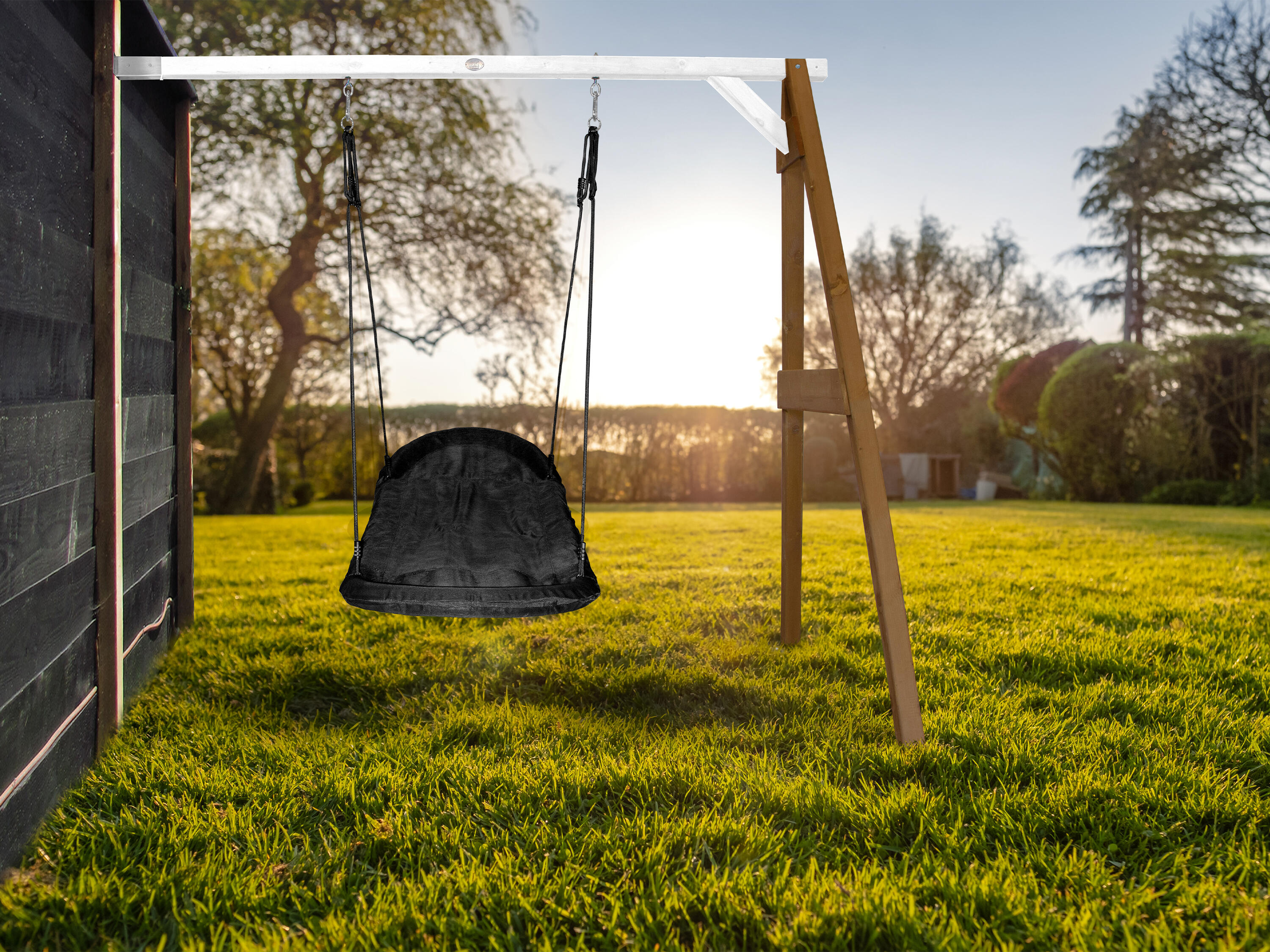 Schommel FSC-Hout, Nestschommel voor in de Tuin, Bruin/Wit 4/5