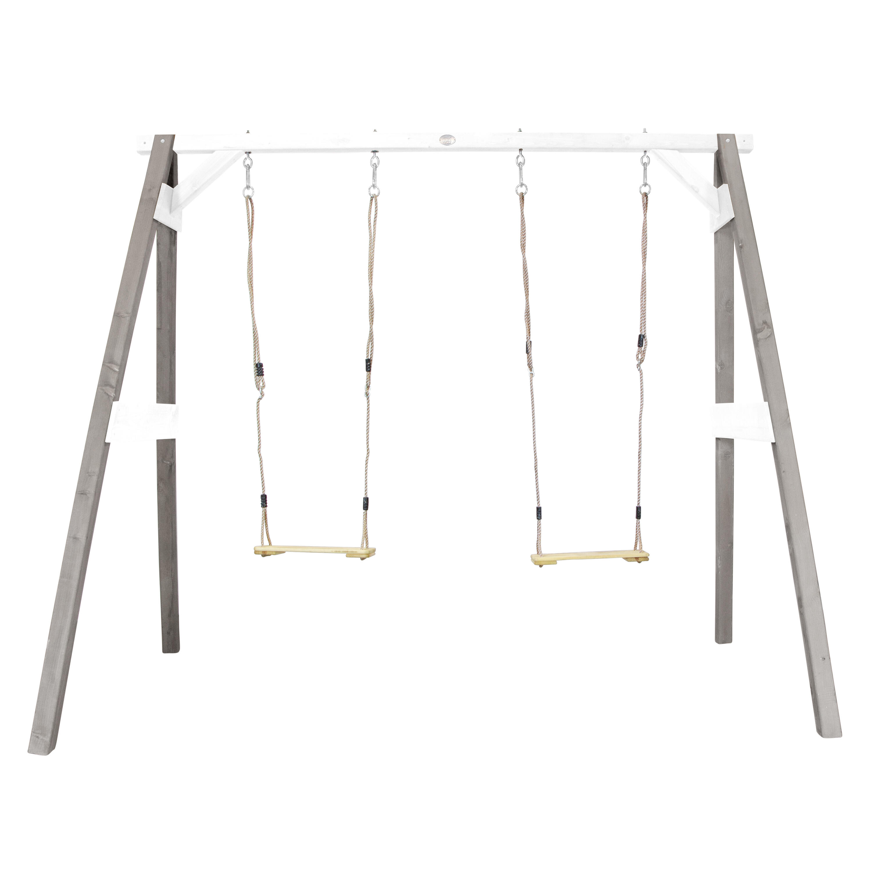 AXI AXI FSC Altalena in legno grigio / bianco con 2 altalene per bambini