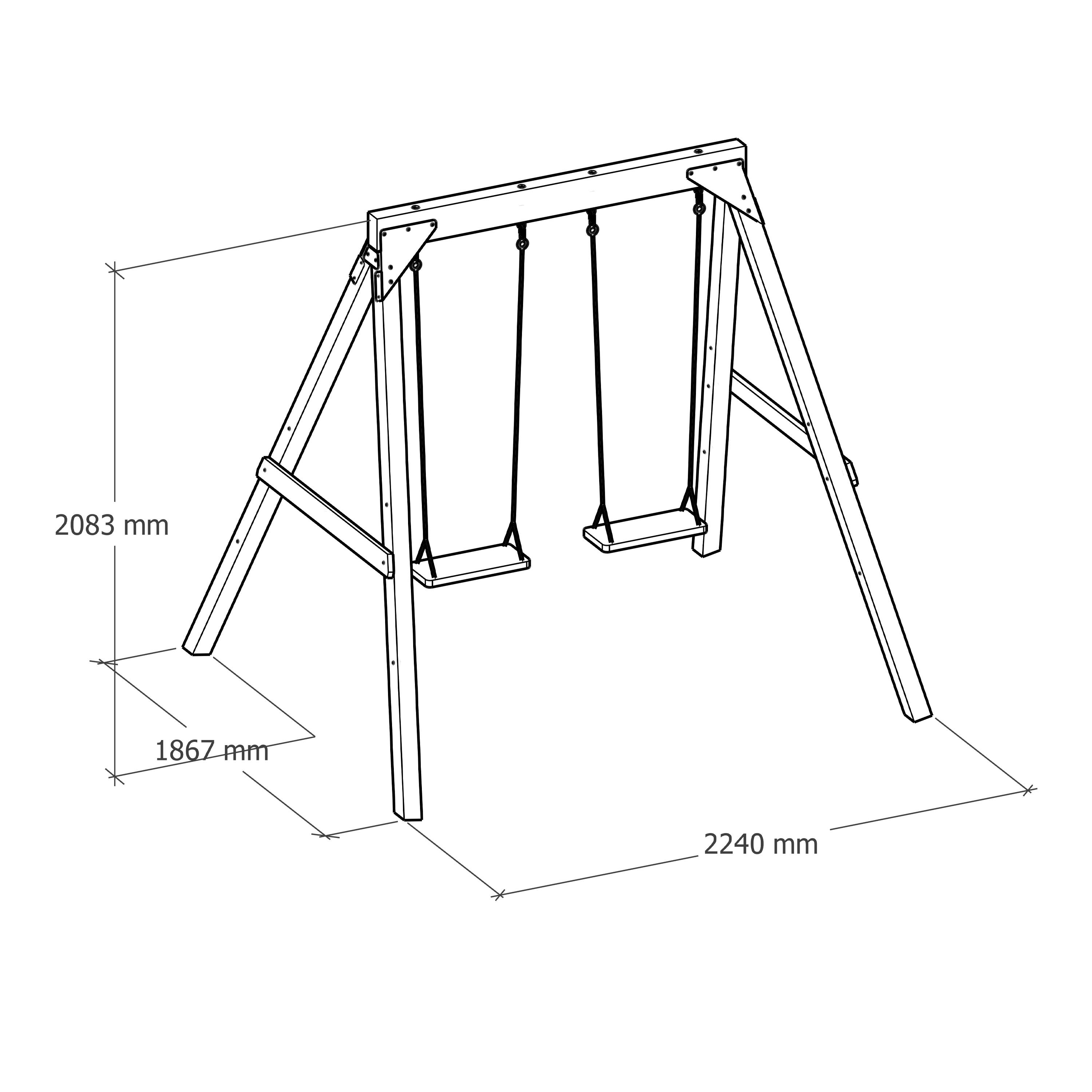 Balançoire double en bois, Marron 4/7