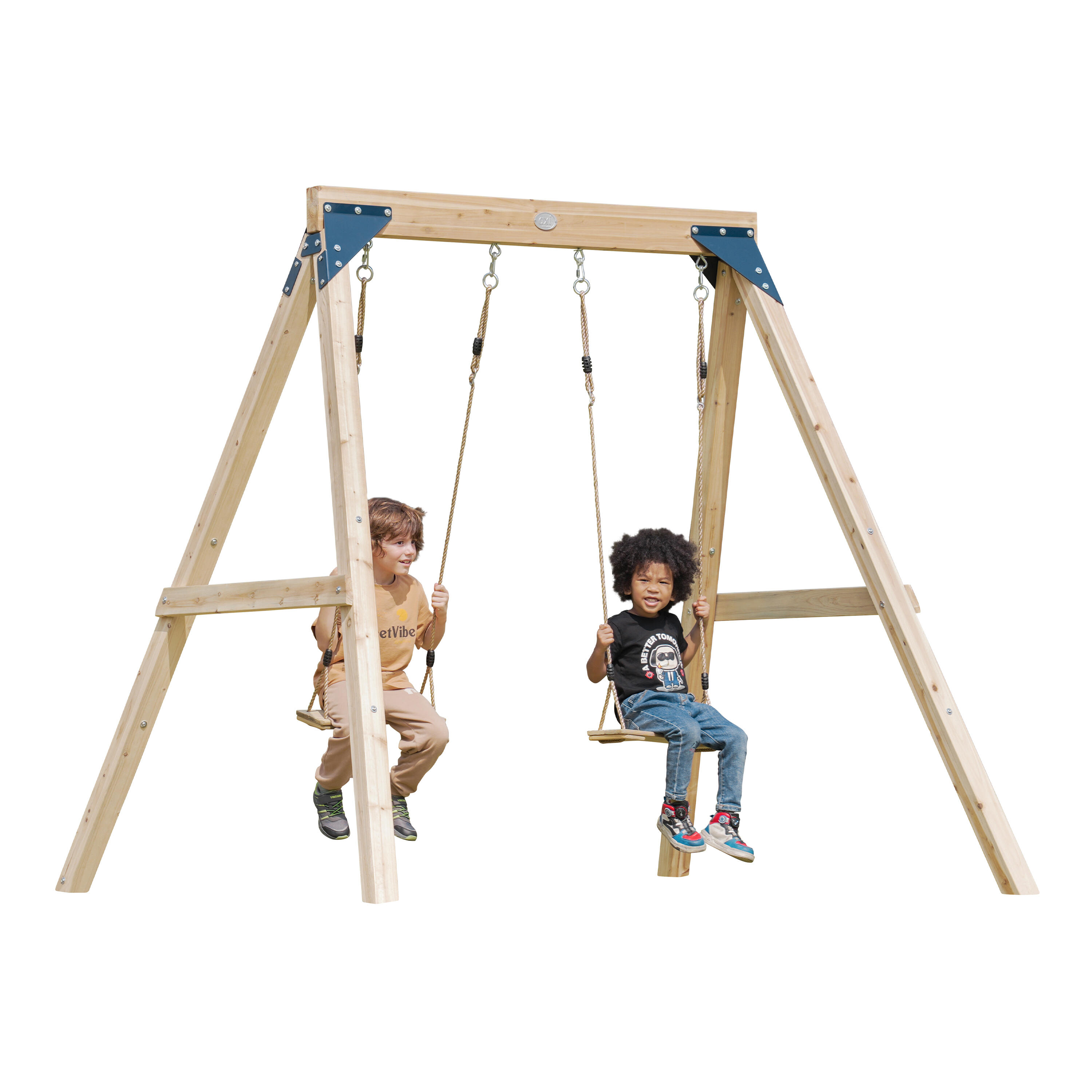 Balançoire double en bois, Marron 6/7