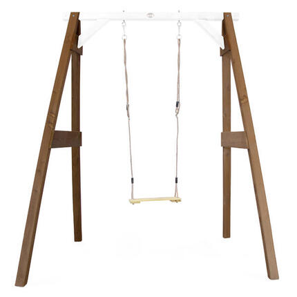 Enkele Schommel met Frame van FSC-Hout, Grijs/Wit