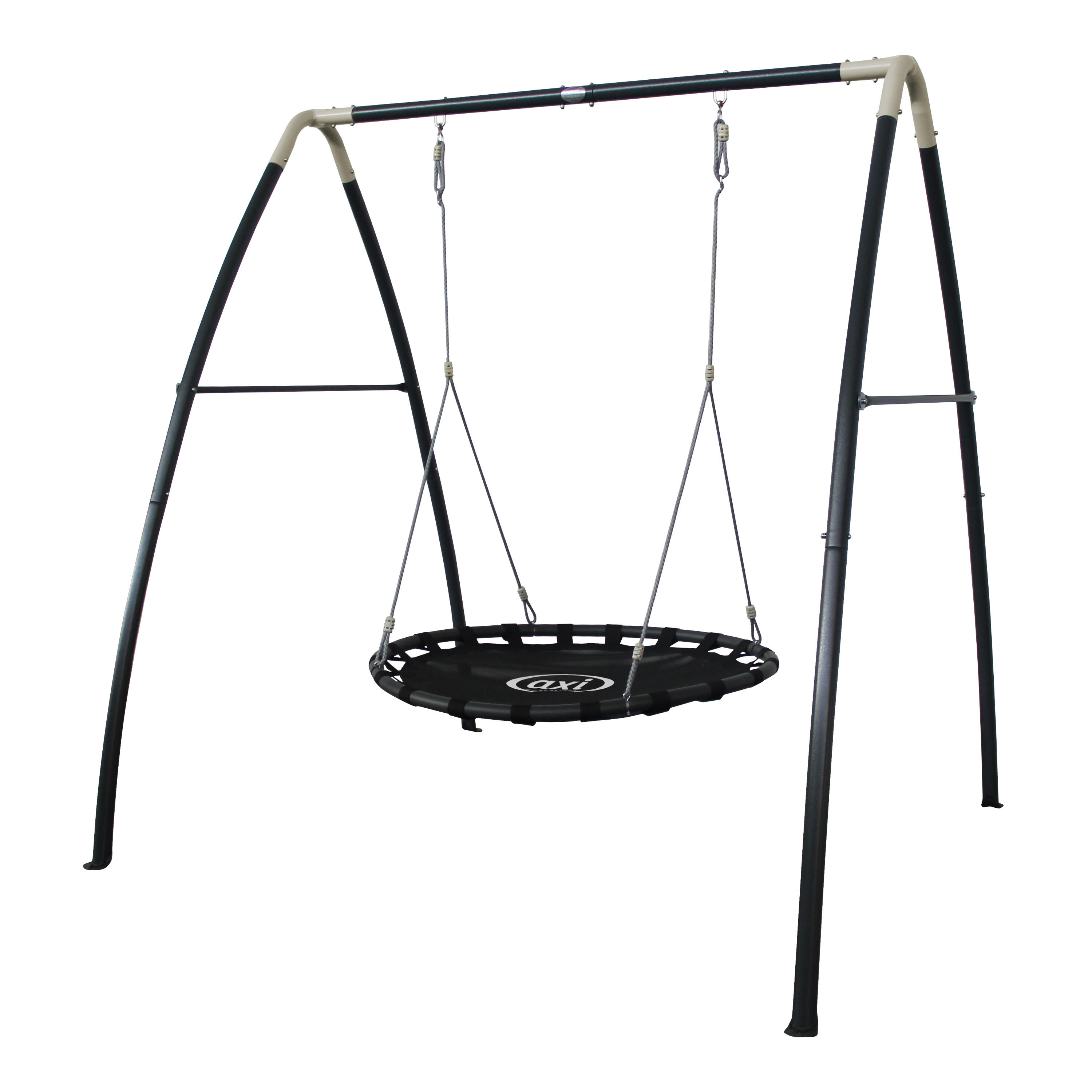 Combinaison de balançoire extérieure multifonctionnelle. Contient trampoline, balançoire, rampe