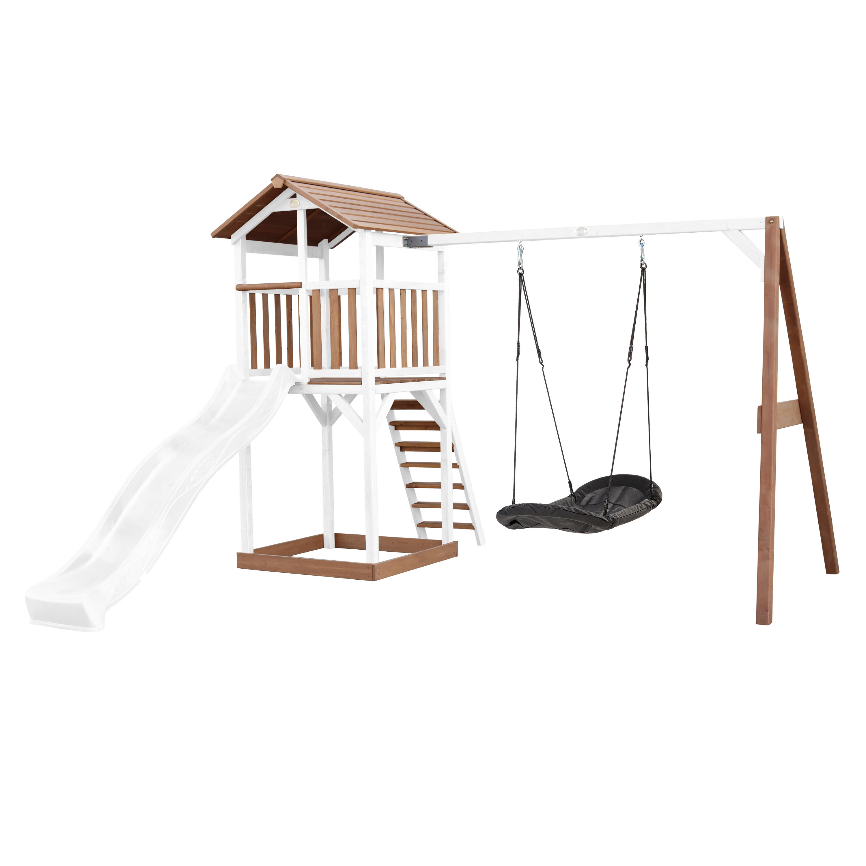 Axi - Aire De Jeux Beach Tower Marron/blanche, Balançoire, Toboggan Blanc - Aire De Jeu - Blanc - Taille Unique - Decathlon