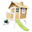 AXI Robin Maisonnette de jardin Marron/Blanc, Toboggan Vert, Bois FSC