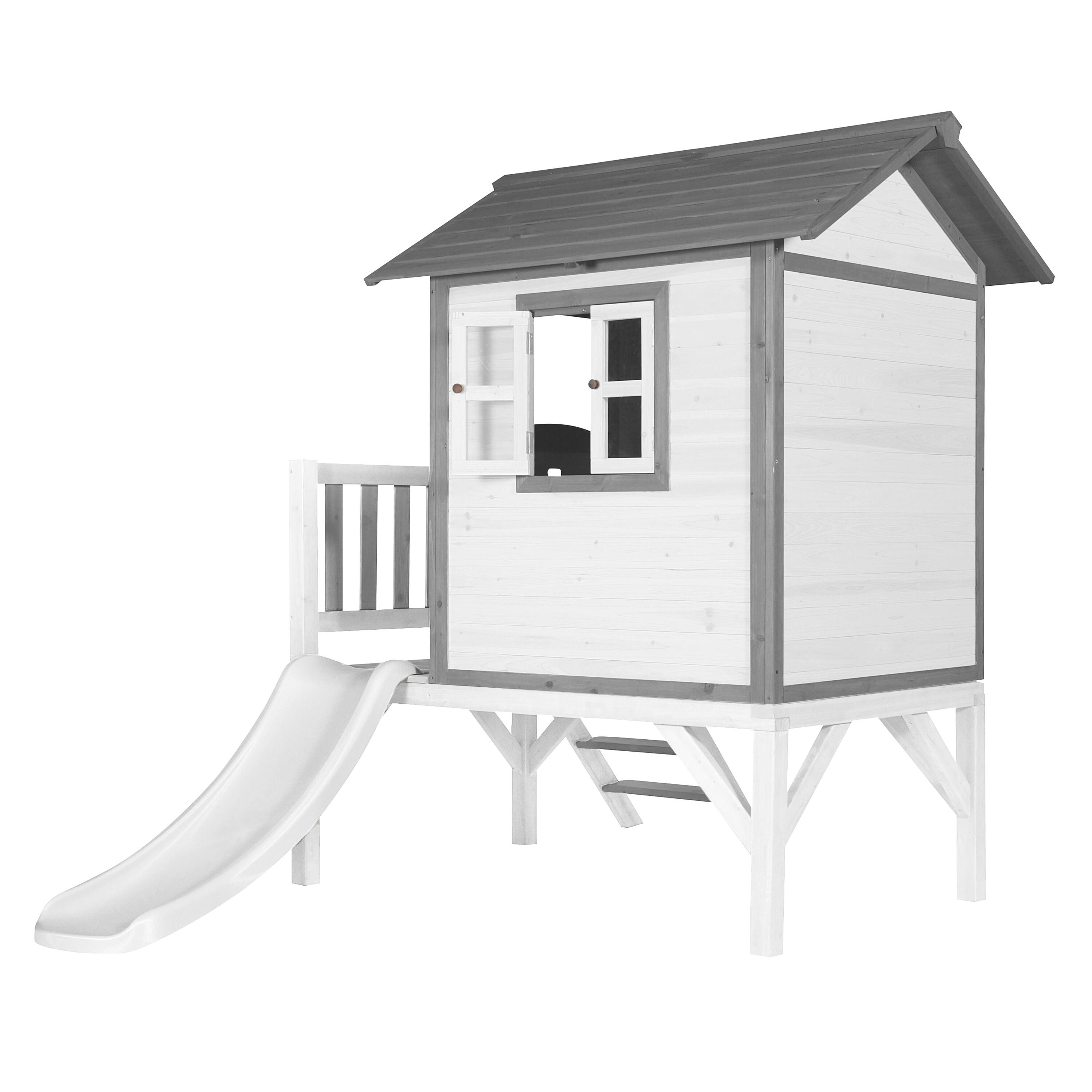Maisonnette en bois Lodge XL Blanche - Toboggan Classique 4/7