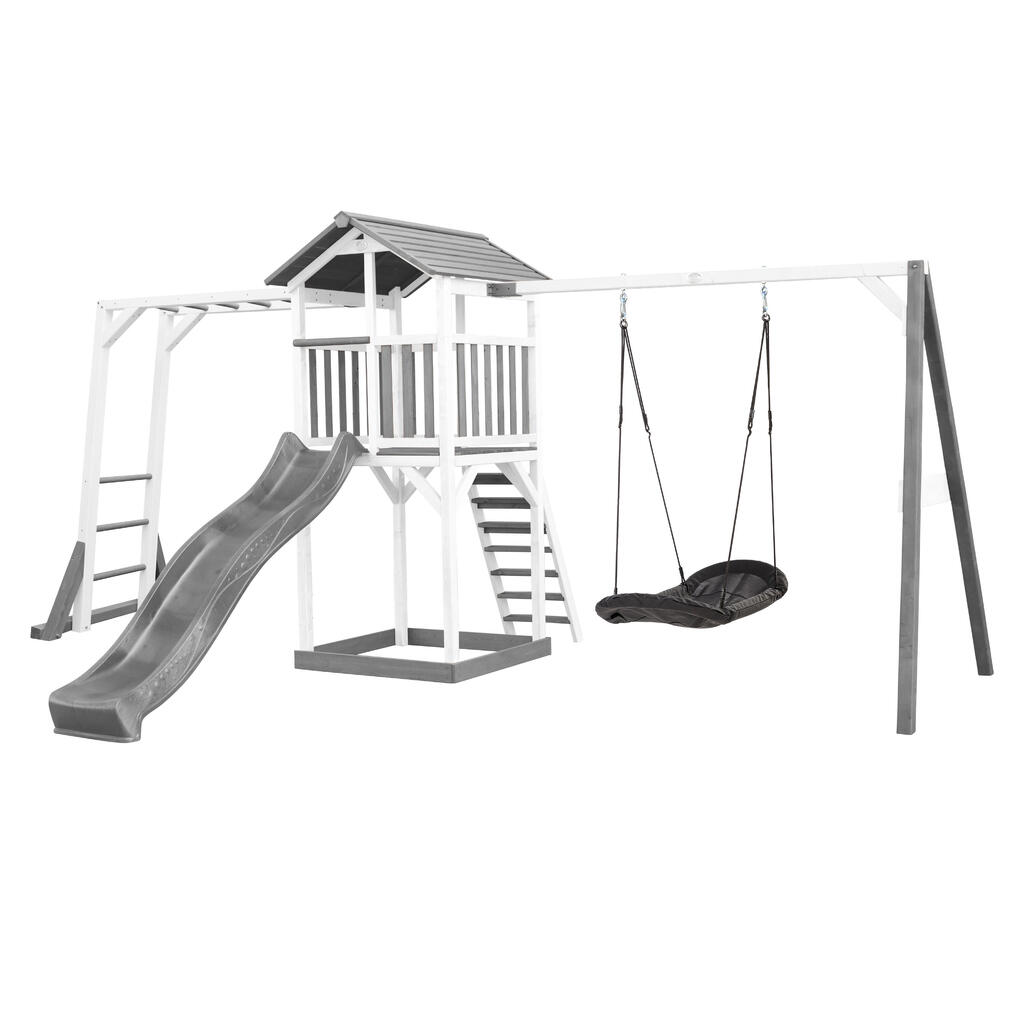 Climbing Frame/Nest Swing - AXI Beach Tower - Grey/White - Grey Slide
