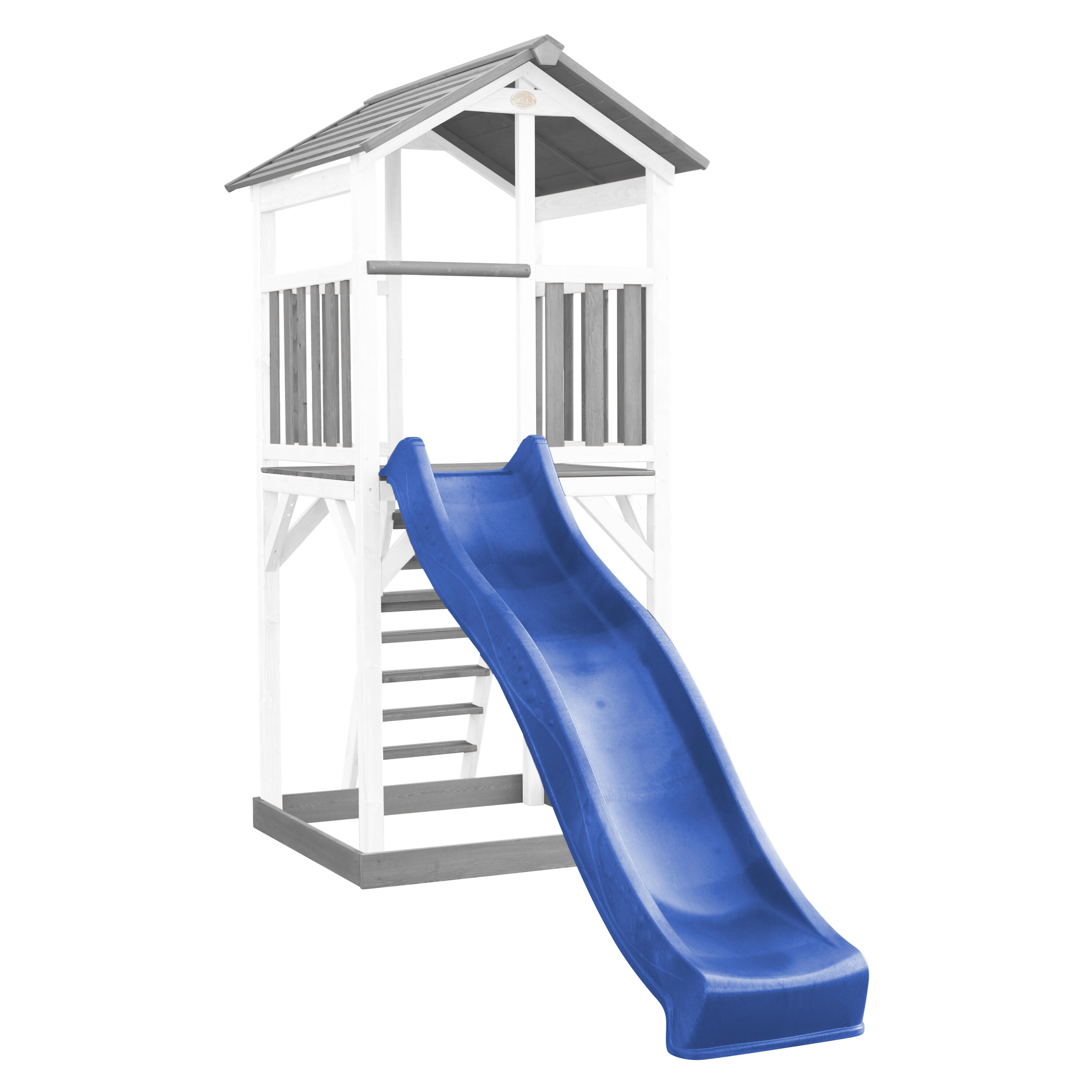 Aire de jeux Beach Tower Grise/Blanche - Toboggan Bleu 5/7