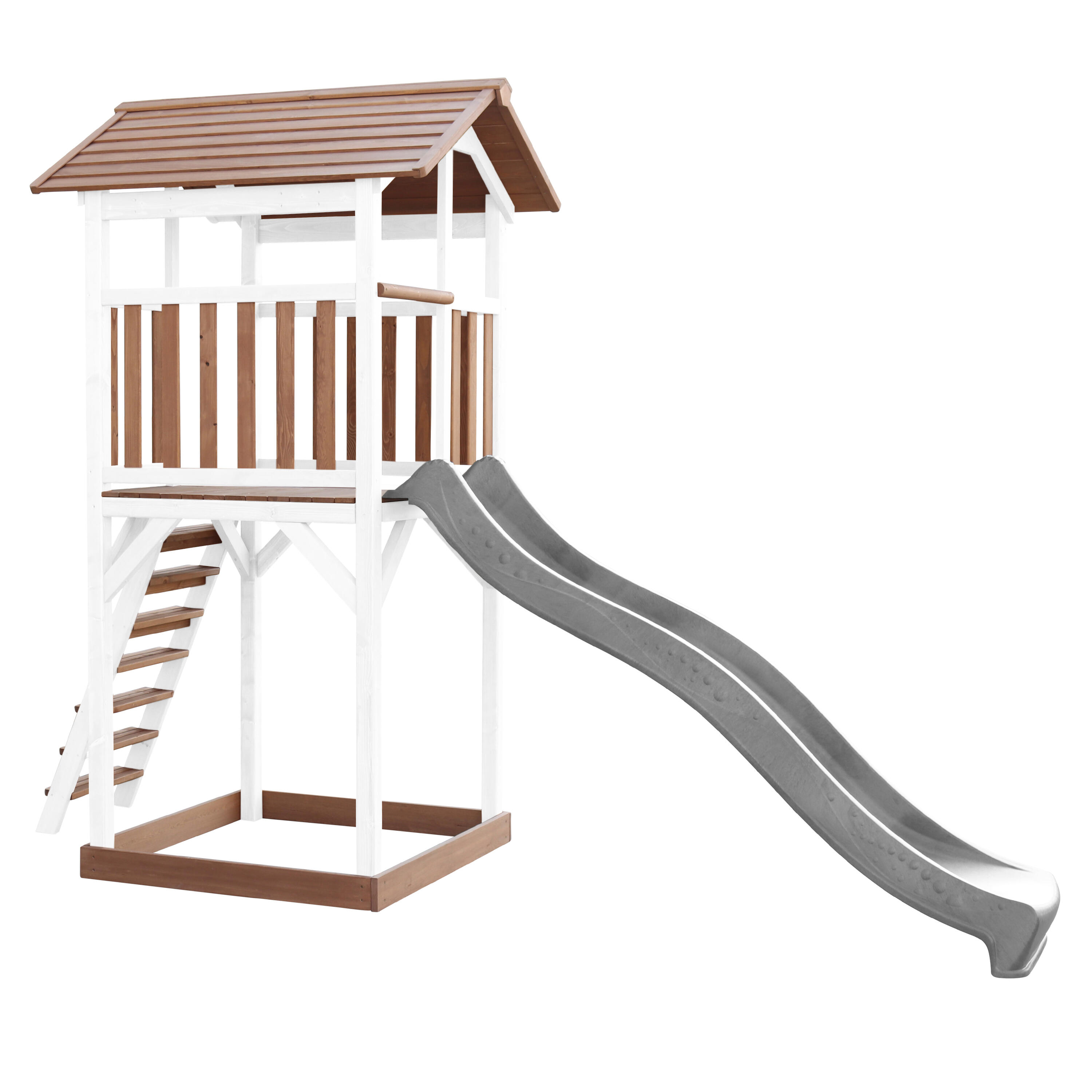 Aire de jeux Beach Tower Marron/Blanche - Toboggan Gris 6/7