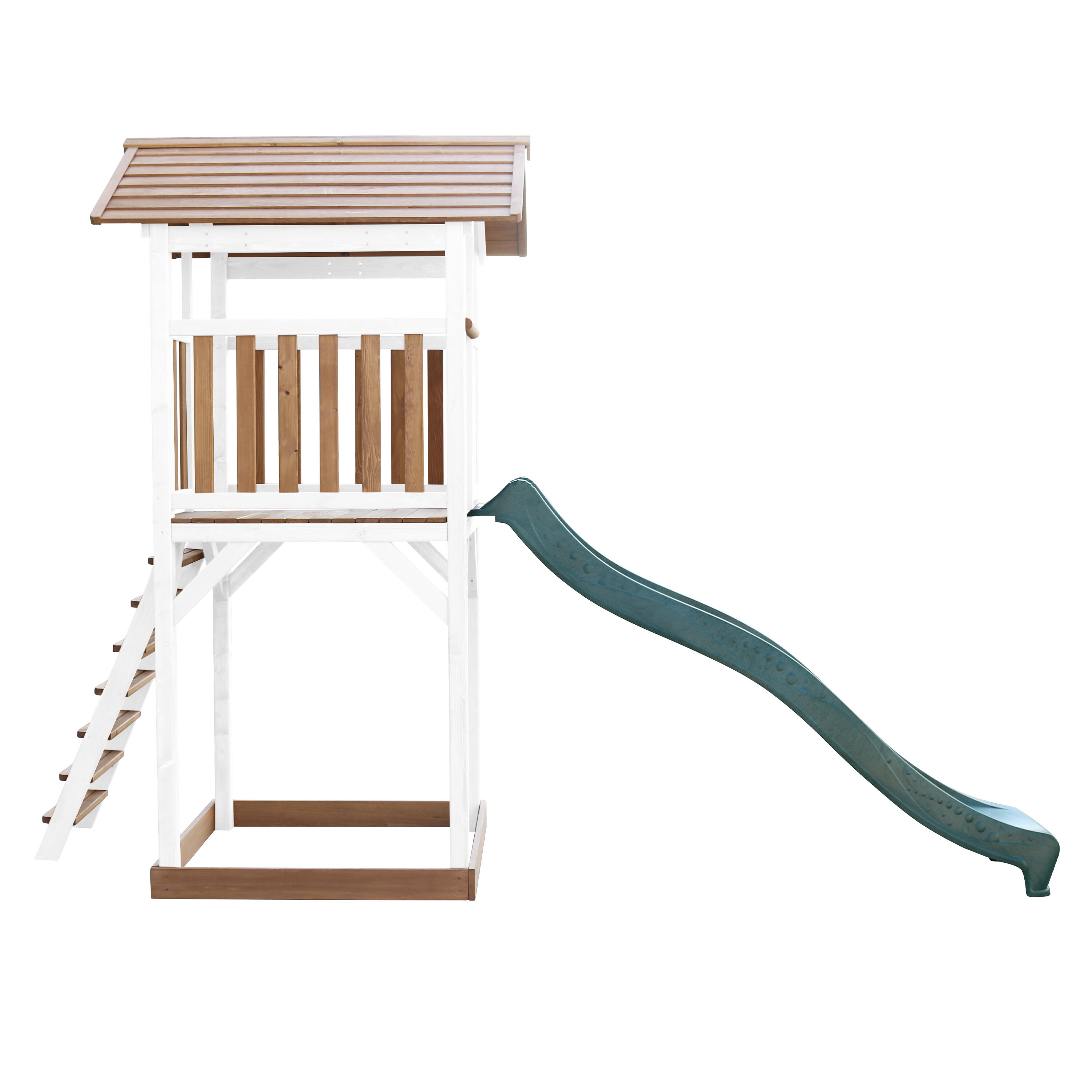 Aire de jeux Beach Tower Marron/Blanche - Toboggan Vert 7/7
