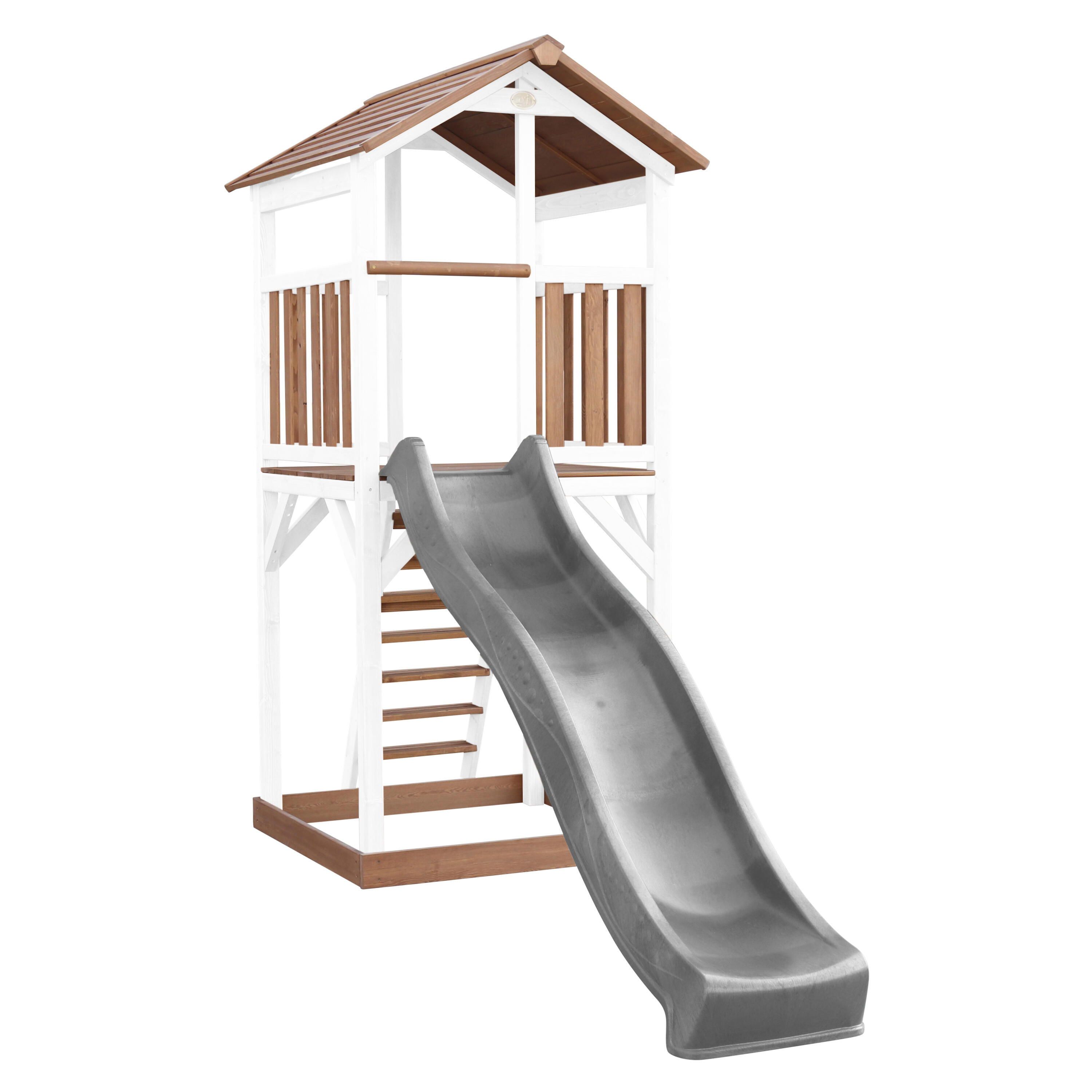 Aire de jeux Beach Tower Marron/Blanche - Toboggan Gris 5/7