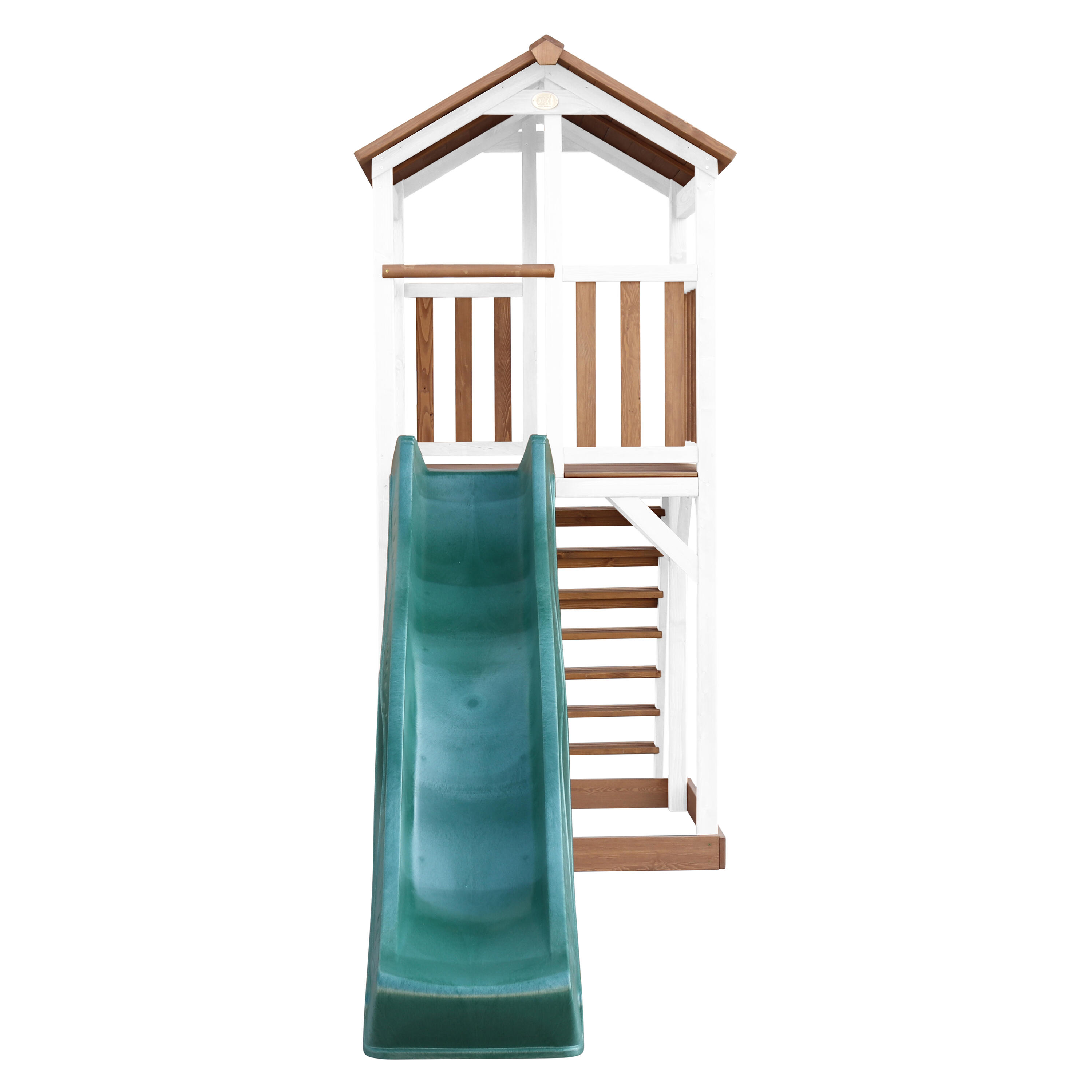 Aire de jeux Beach Tower Marron/Blanche - Toboggan Vert 2/7