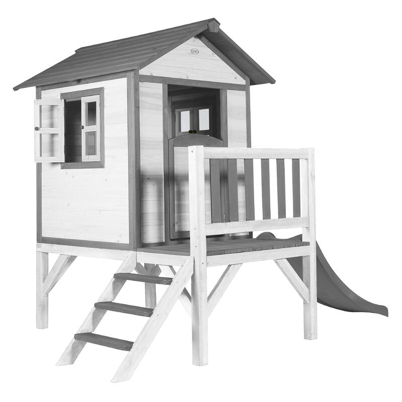 AXI Beach Lodge XL Domek dla dzieci Bialy, Slide Grey | Drewno FSC