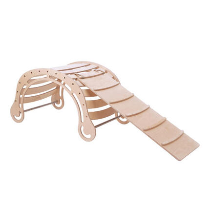 Kletterbogenwippe mit Kletterwand XXL, Holz, Regenbogenfarben