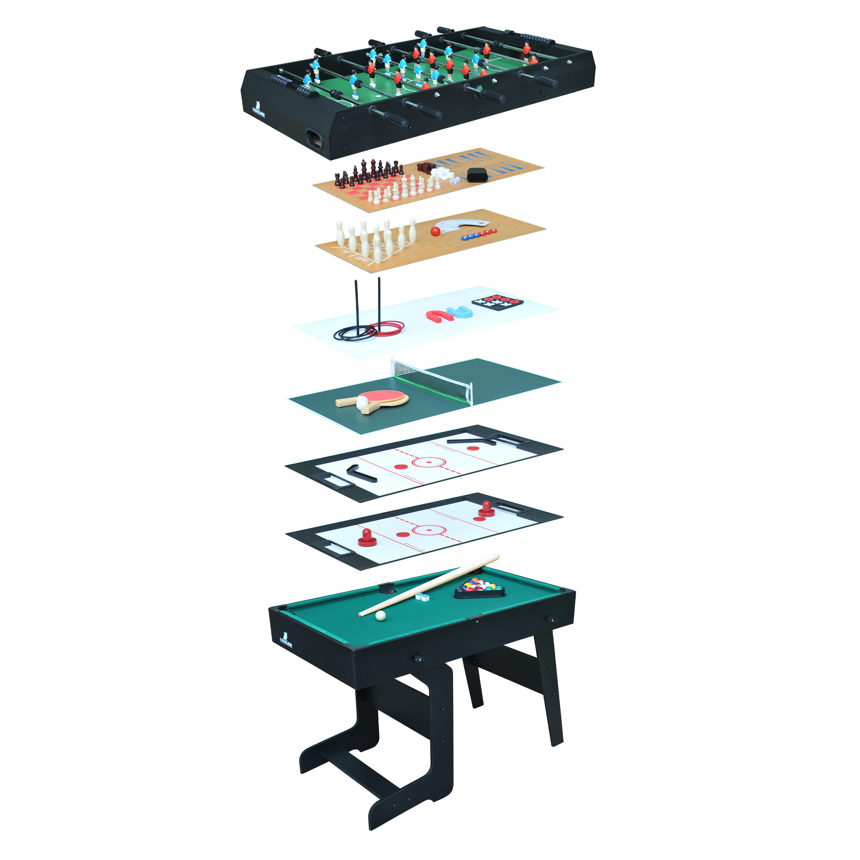 Cougar - Table De Jeux Multifonction Pliable, All-in-one 16-in-1, Noir - Table Multijeux - Noir - Taille Unique - Decathlon
