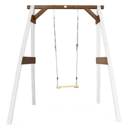 Enkele Schommel met Frame van FSC-Hout, Grijs/Wit