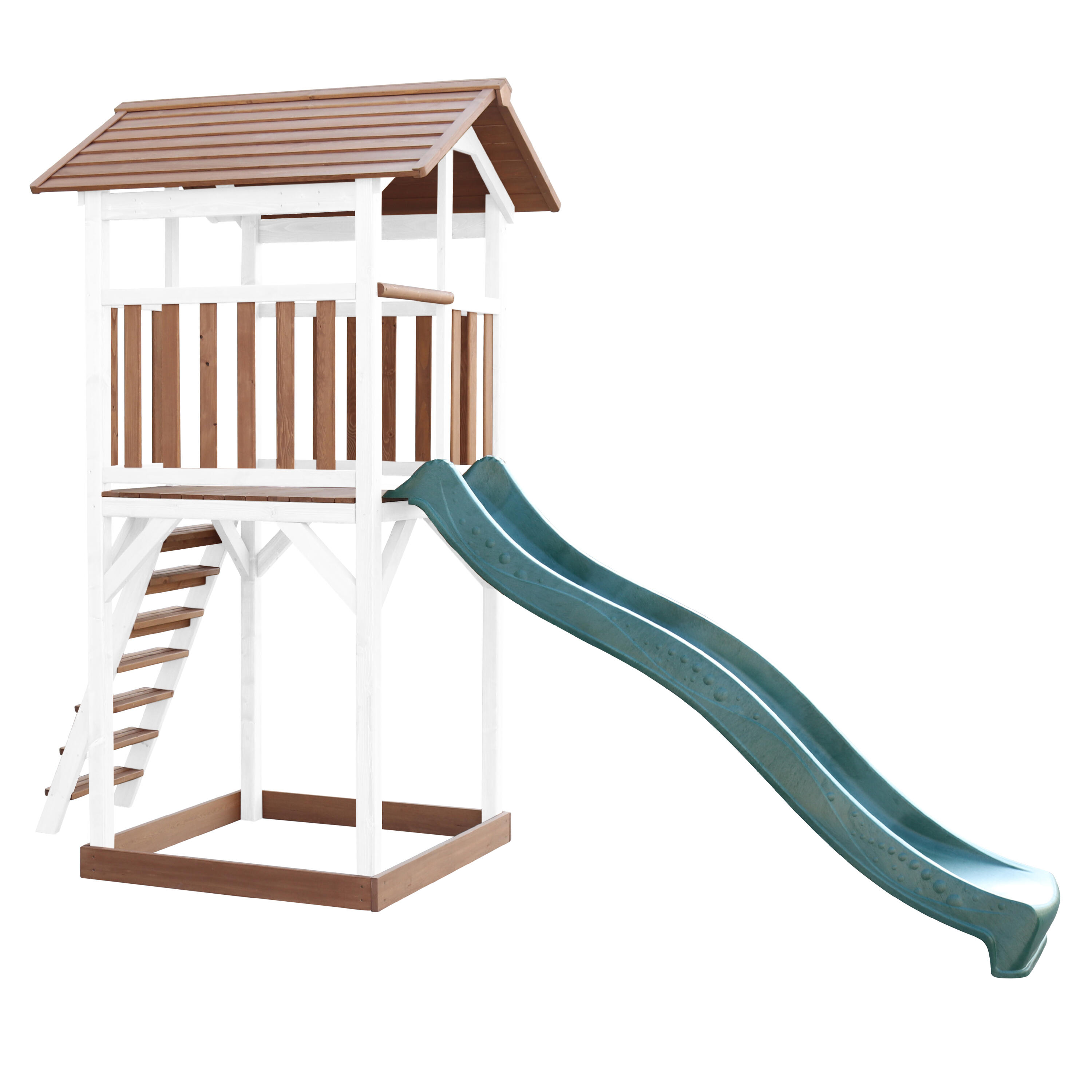 Aire de jeux Beach Tower Marron/Blanche - Toboggan Vert 6/7