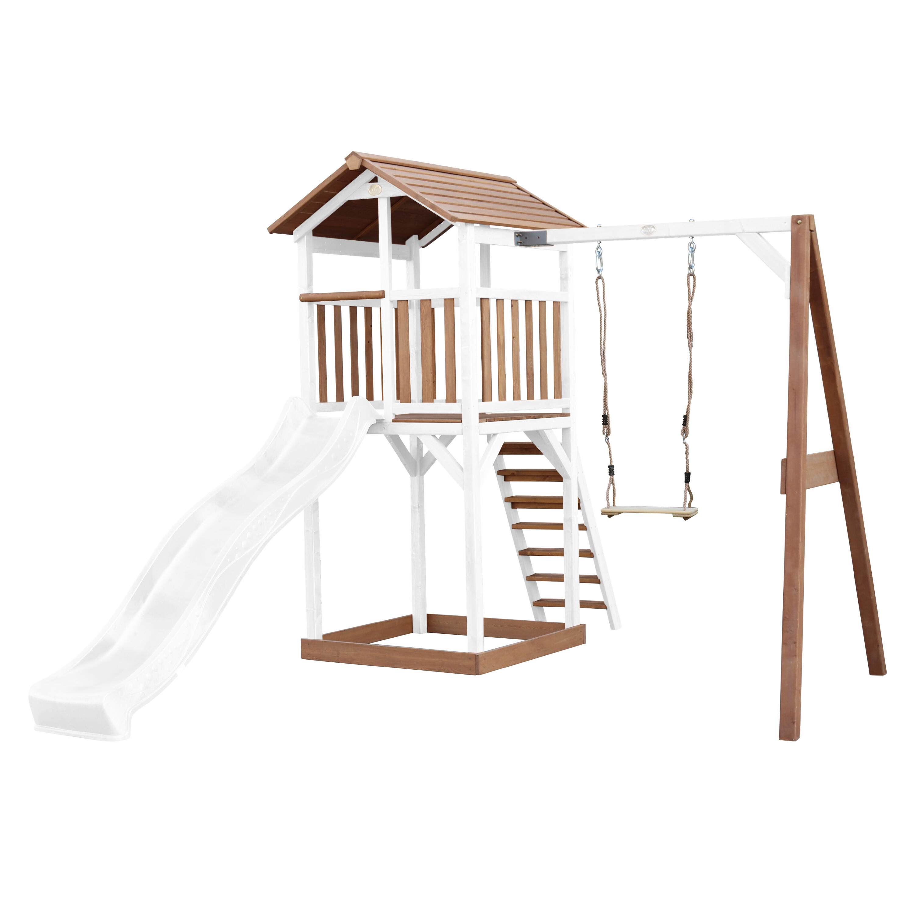 Axi - Aire De Jeux Beach Tower Marron/blanche Avec 1 Balançoire - Toboggan Blanc - Aire De Jeu - Blanc - Taille Unique - Decathlon