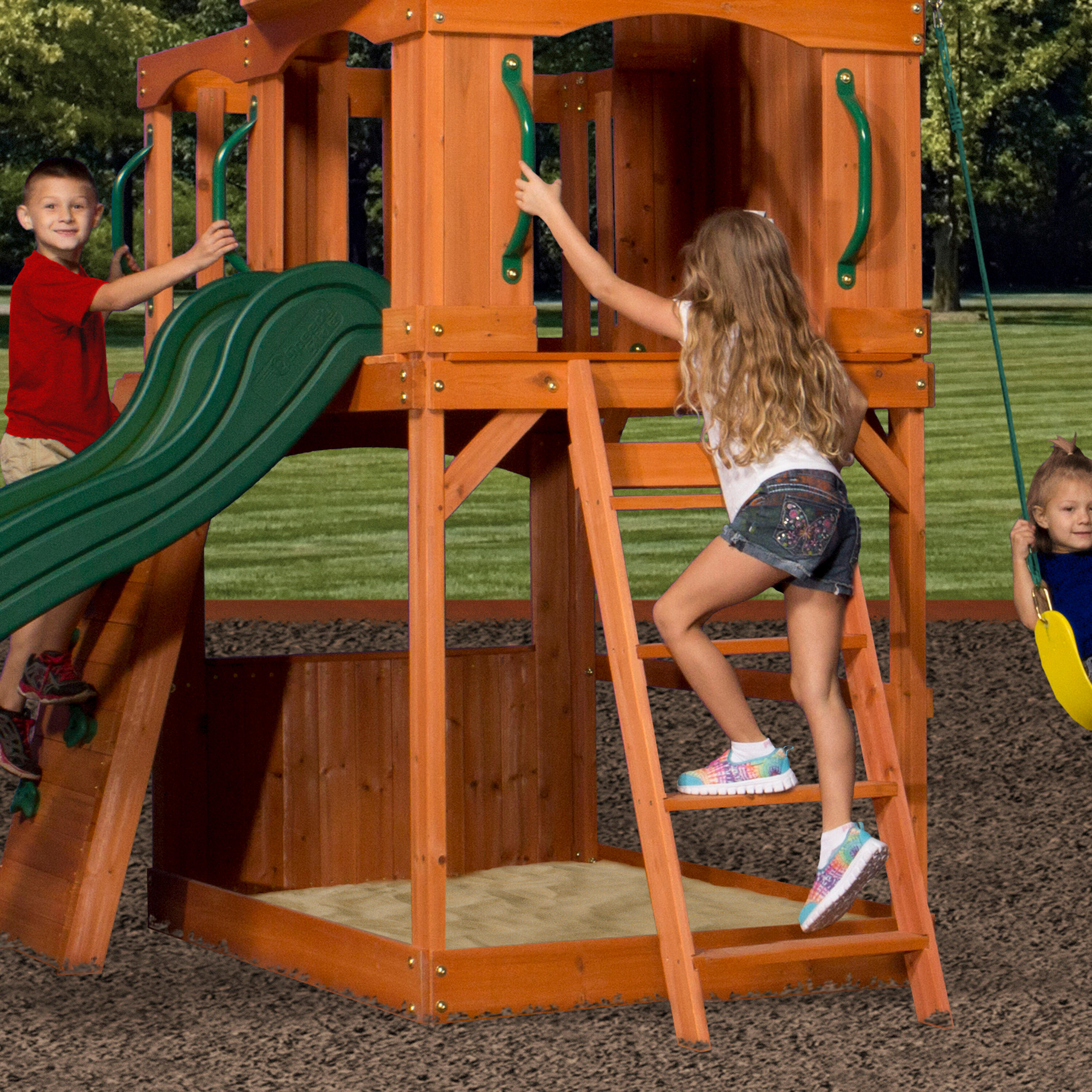 Parque Infantil de madera con columpio/tobogán Atlantic 6/7