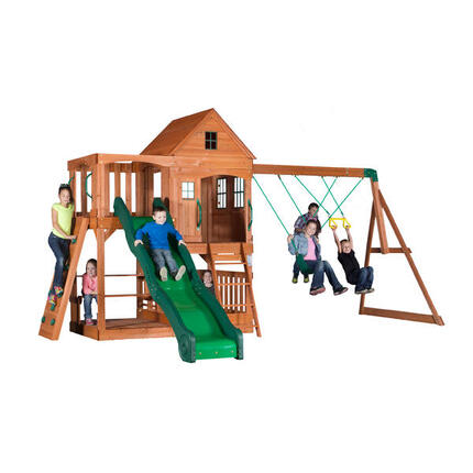 Hill Crest Spielturm mit diversen Schaukeln, Sandkasten, Rutsche, Holz