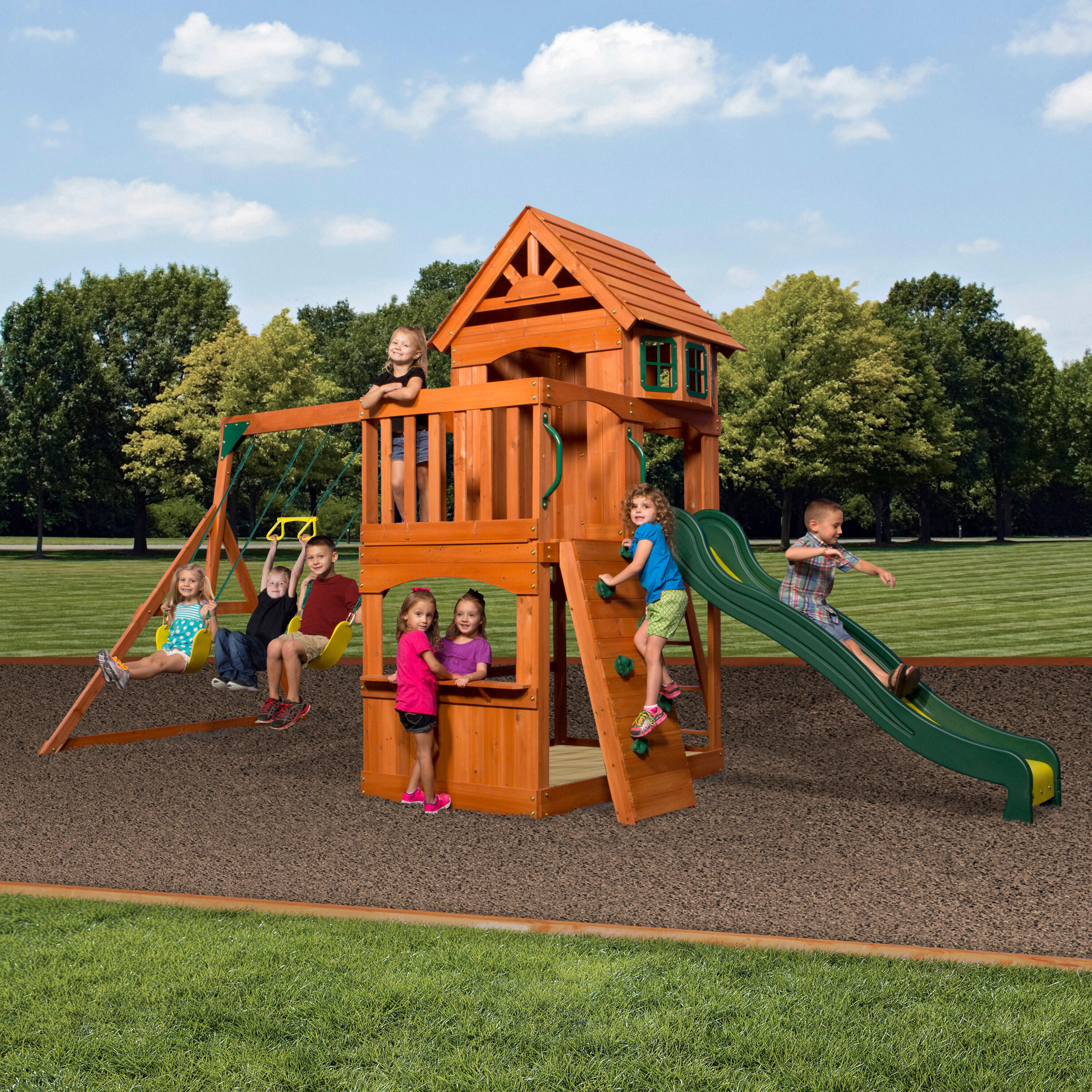 Parque Infantil de madera con columpio/tobogán Atlantic 5/7