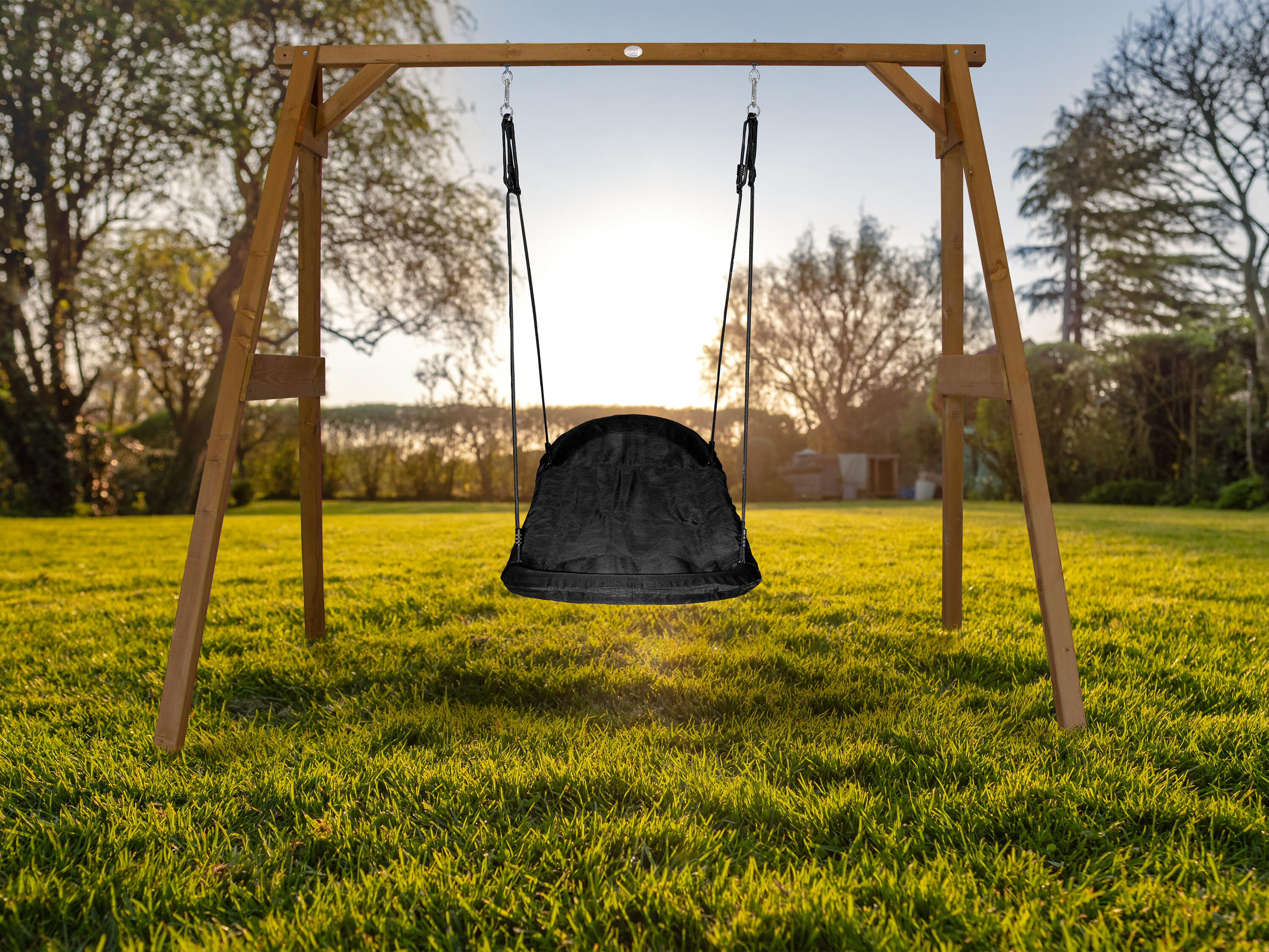 Roxy Schommel FSC-Hout - Nestschommel met Frame, Bruin/Zwart 4/5