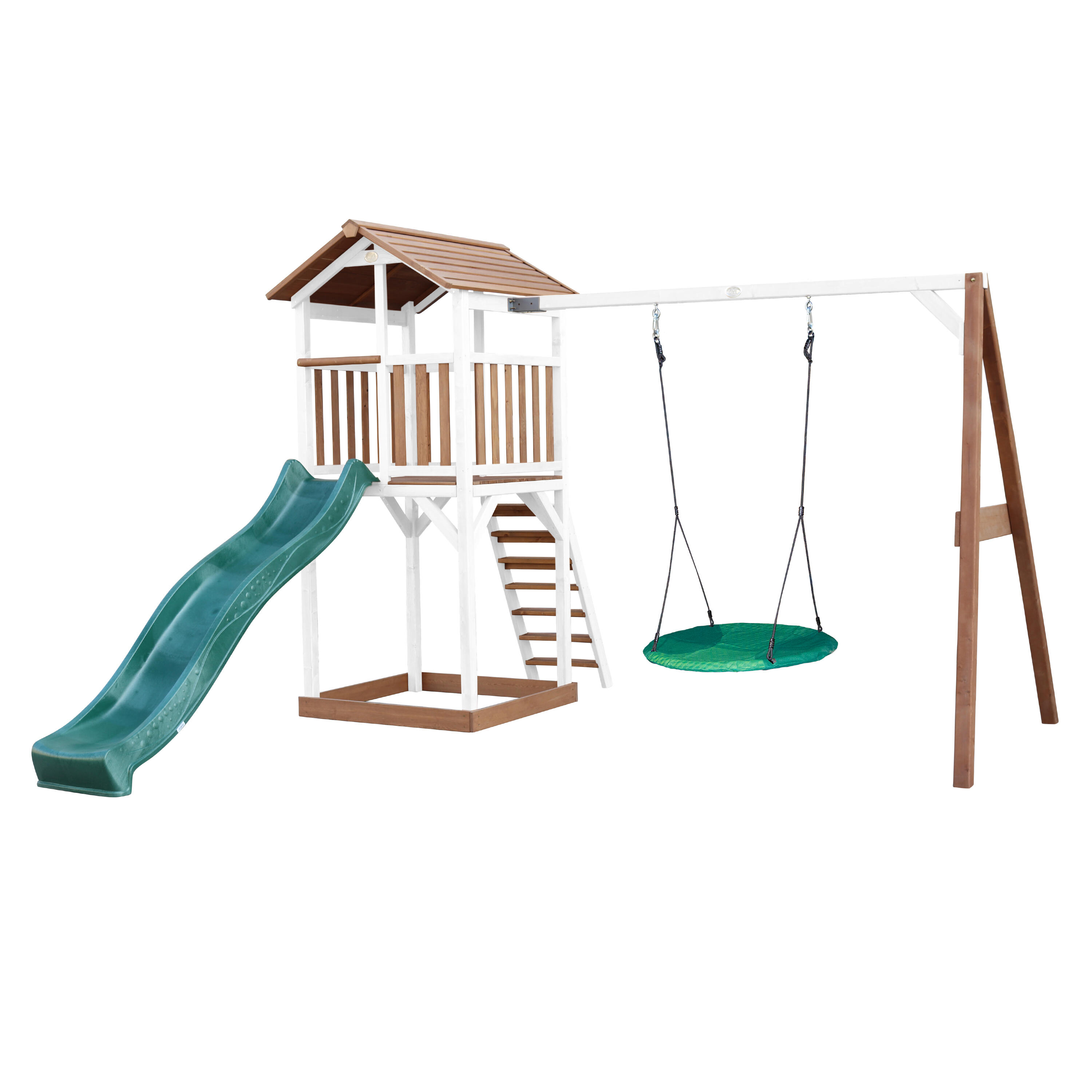 Axi - Aire De Jeux Beach Tower Marron/blanche, Toboggan Vert, Balançoire - Aire De Jeu - Vert - Taille Unique - Decathlon