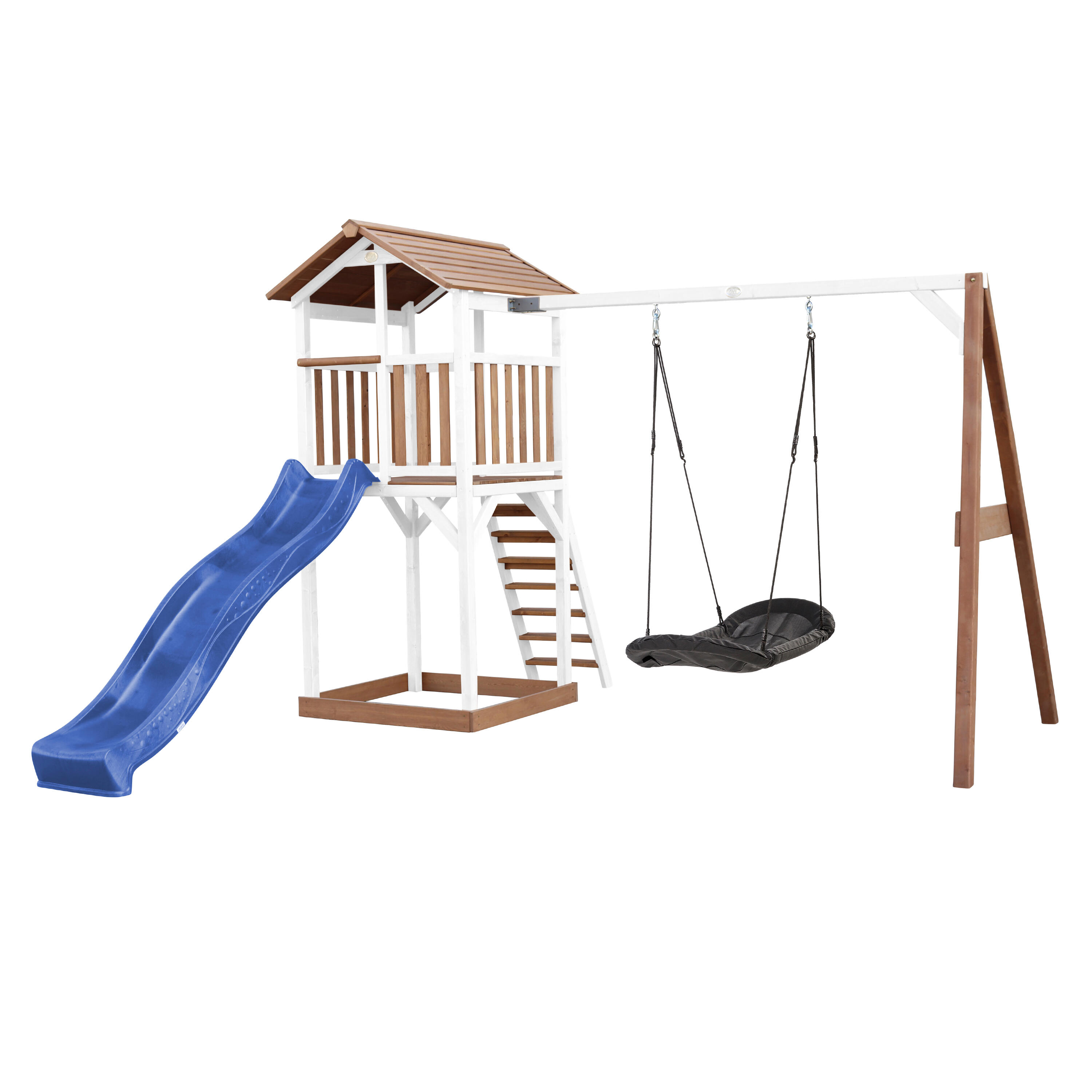 Axi - Aire De Jeux Beach Tower Marron/blanche, Toboggan Bleu, Balançoire - Aire De Jeu - Bleu - Taille Unique - Decathlon