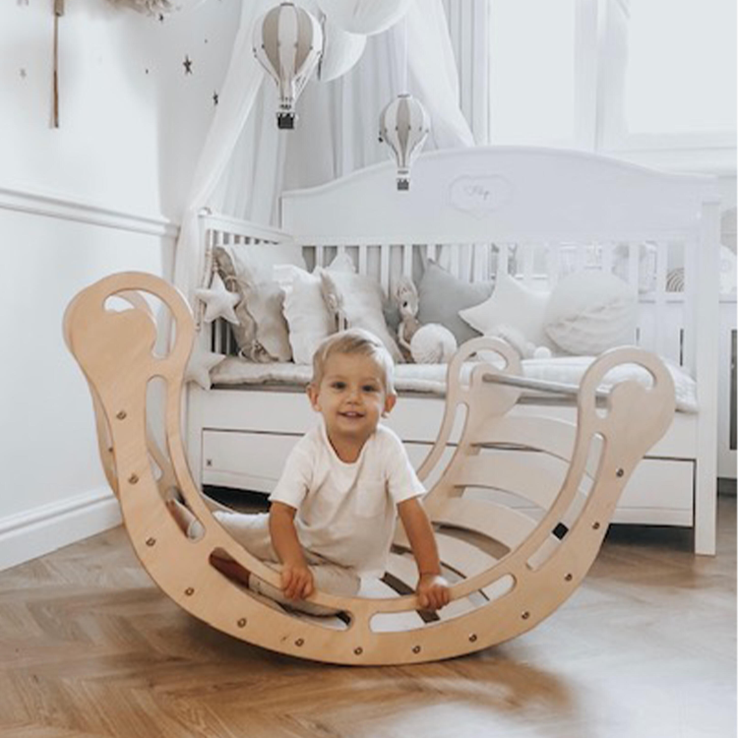 Columpio, arco de escalada XXL madera natural, Montessori 7/7