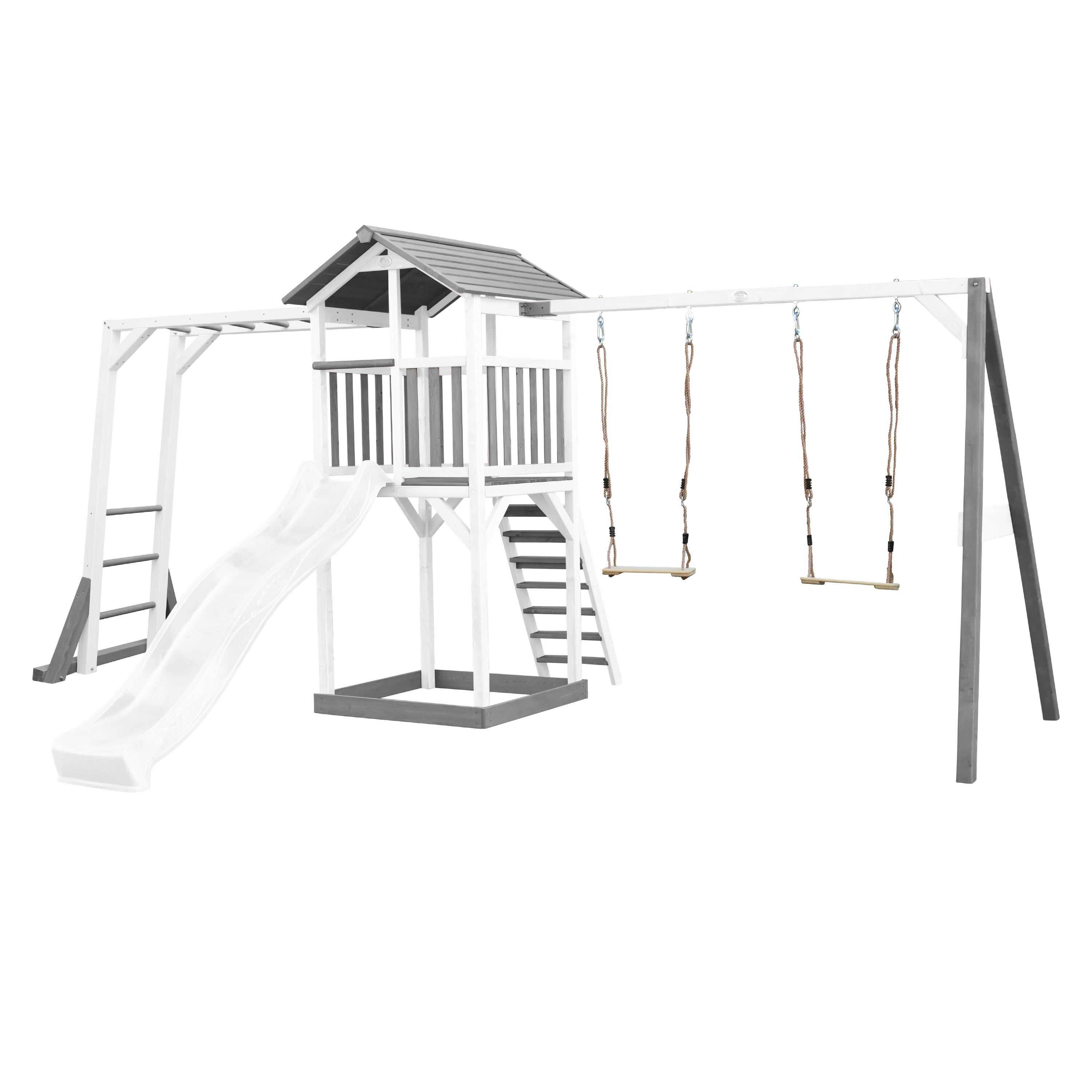 Axi - Aire De Jeux Beach Tower Blanche, Escalade, 2 Balançoires, Toboggan Blanc - Aire De Jeu - Blanc - Taille Unique - Decathlon