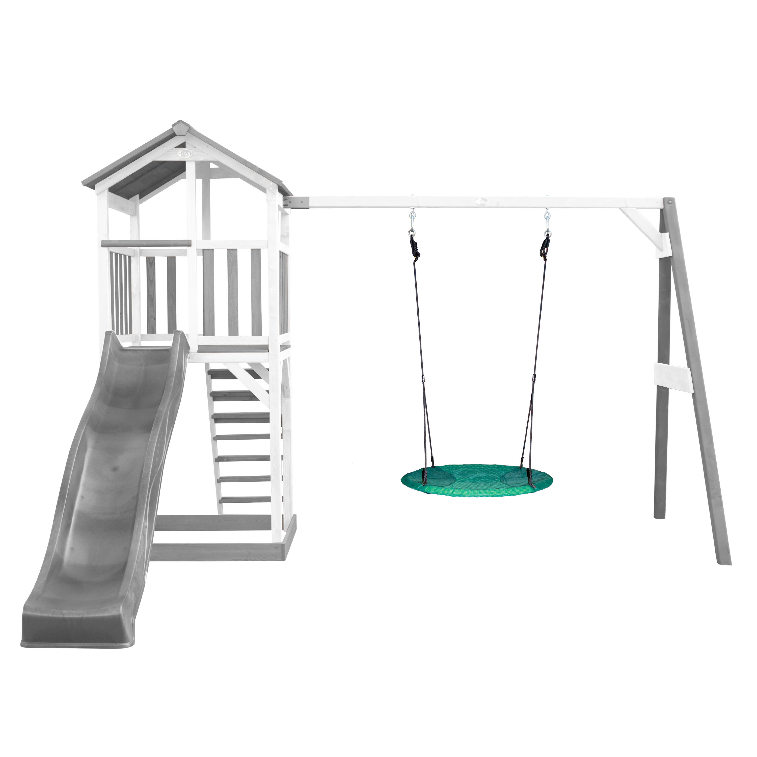 Parque Infantil Beach Tower gris/blanca, columpio, tobogán gris 2/7