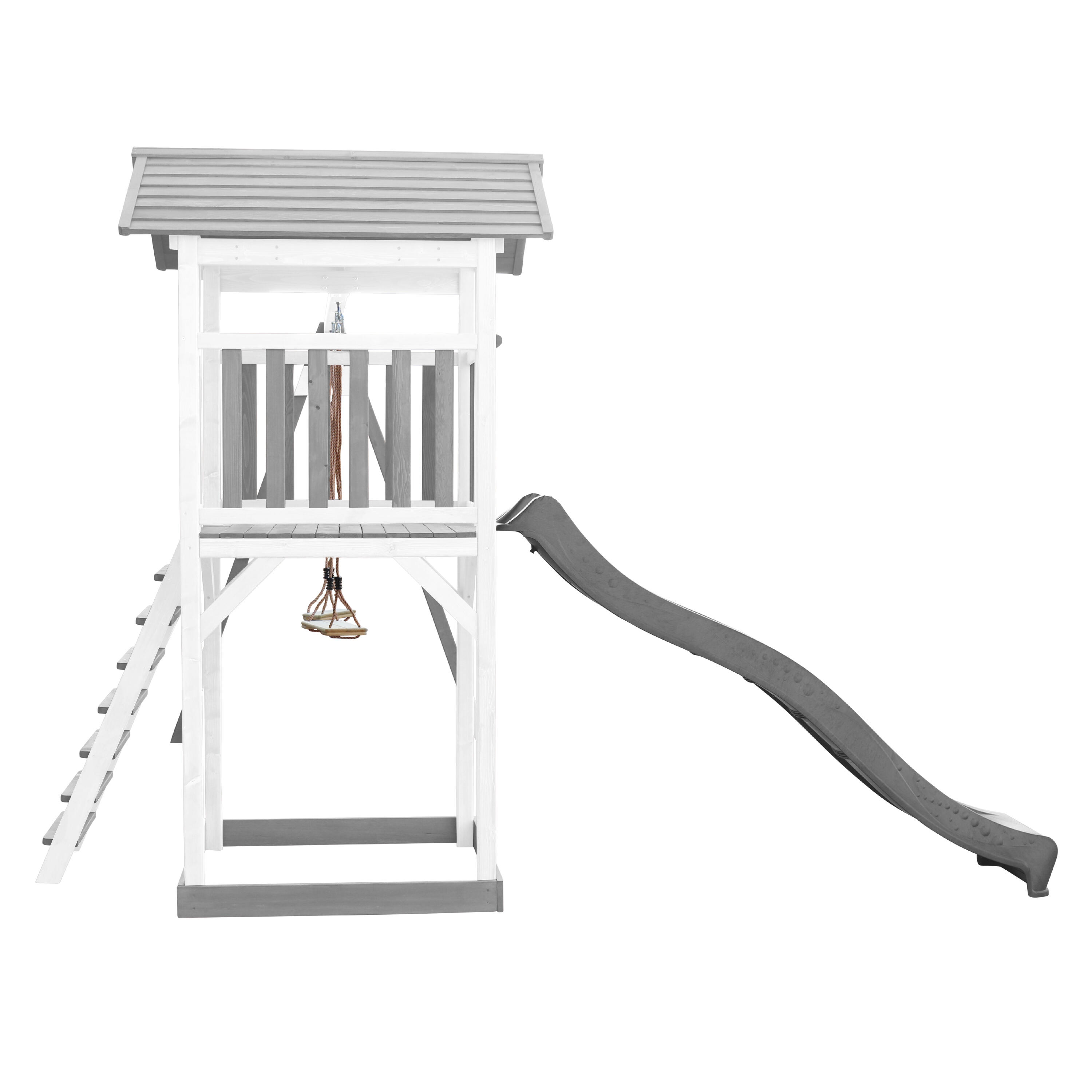 Aire de jeux Beach Tower Grise/Blanche avec 2 Balançoires - Toboggan Gris 7/7