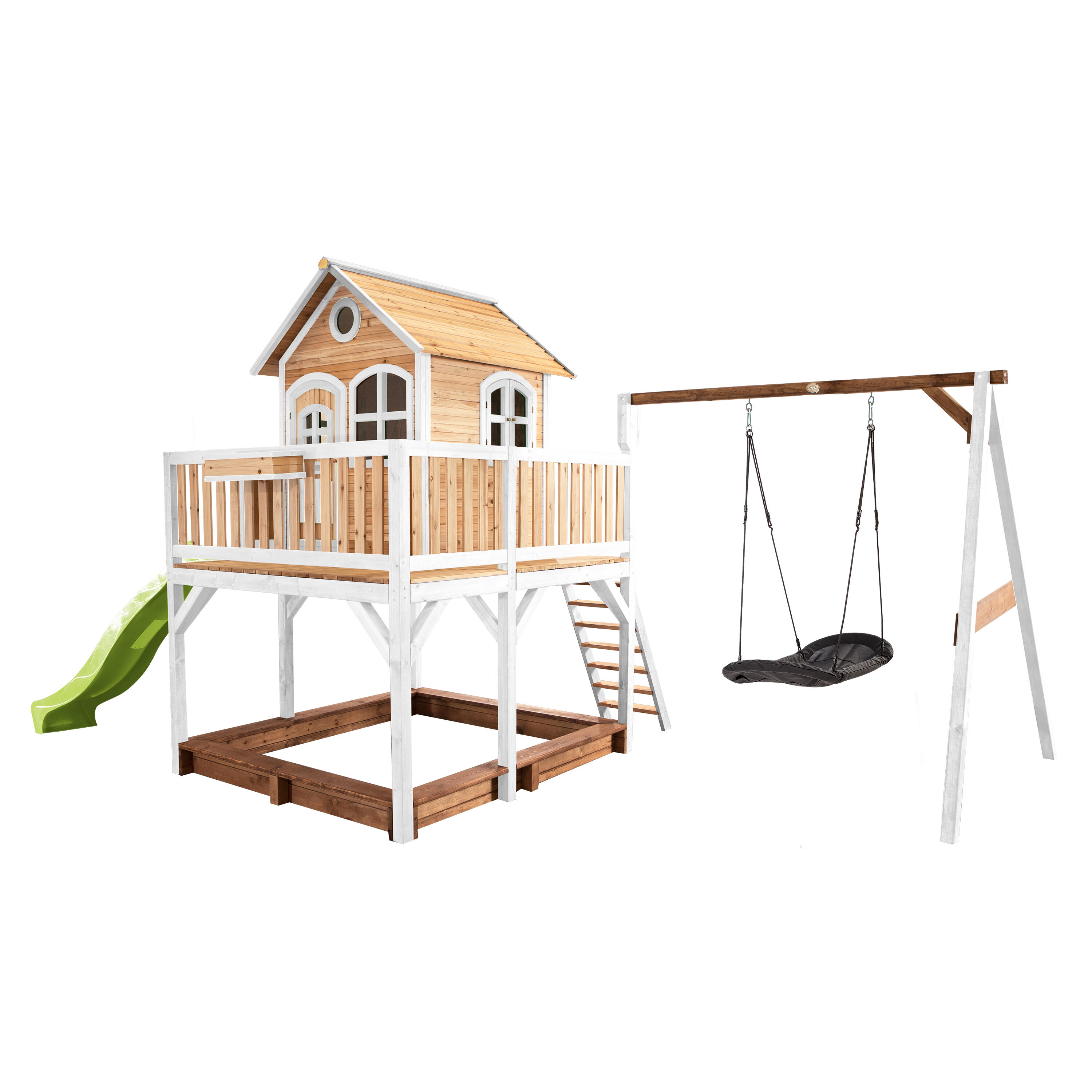 Axi - Maisonnette En Bois Liam, Bac À Sable, Balançoire Et Toboggan Jaune - Aire De Jeu - Jaune - Taille Unique - Decathlon