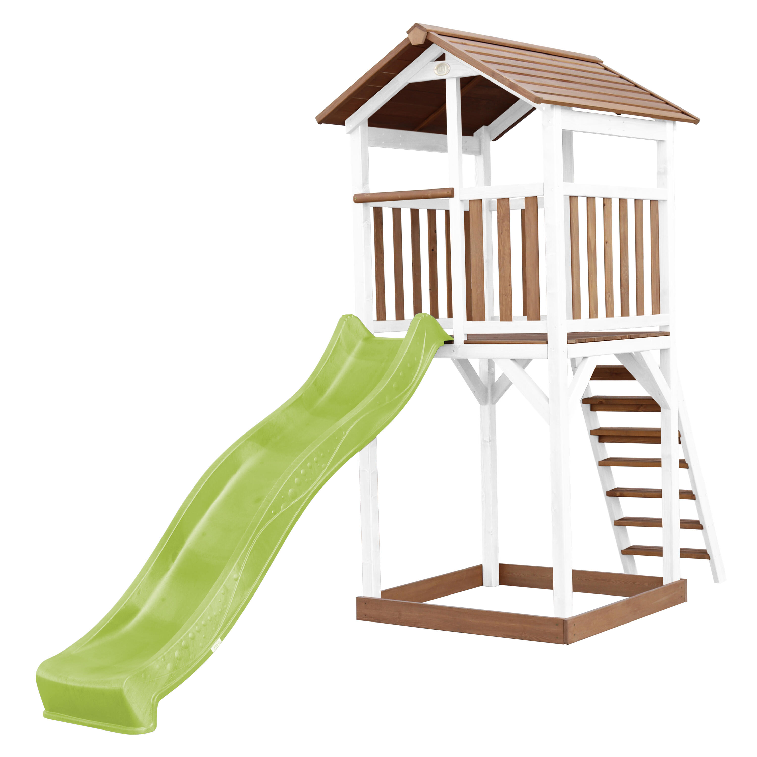 Axi - Aire De Jeux Beach Tower Marron/blanche - Toboggan Vert Citron - Aire De Jeu - Jaune - Taille Unique - Decathlon