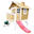 AXI Robin Maisonnette de jardin Marron/Blanc, Toboggan Rouge, Bois FSC