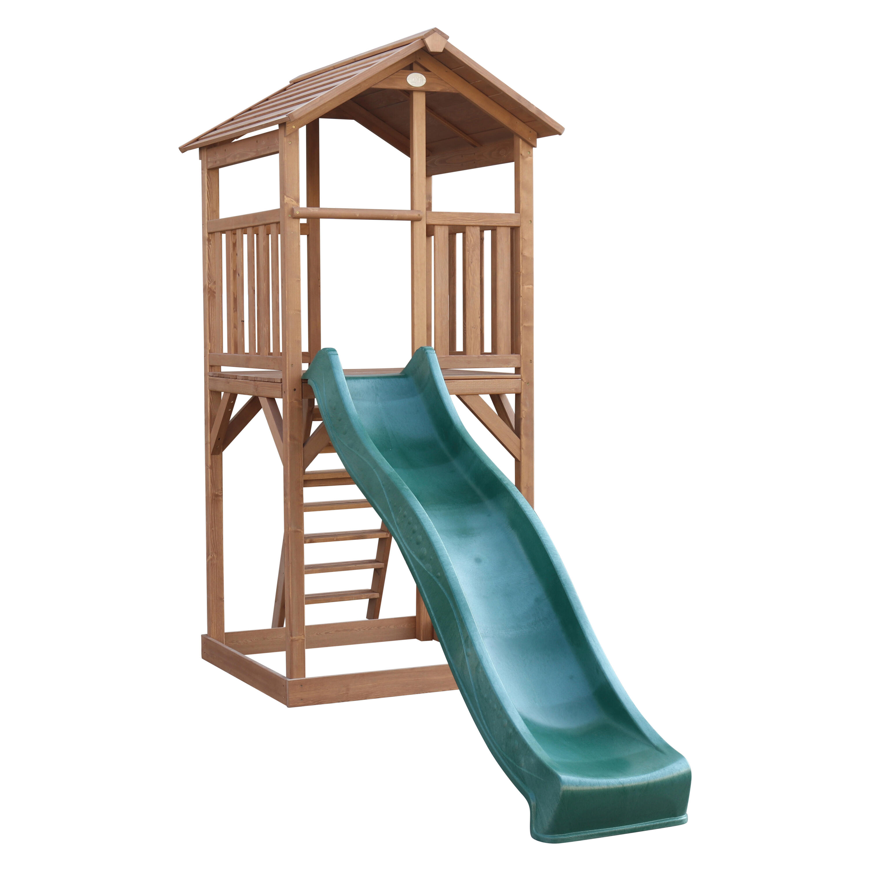 Aire de jeux Beach Tower Marron - Toboggan Vert 5/7