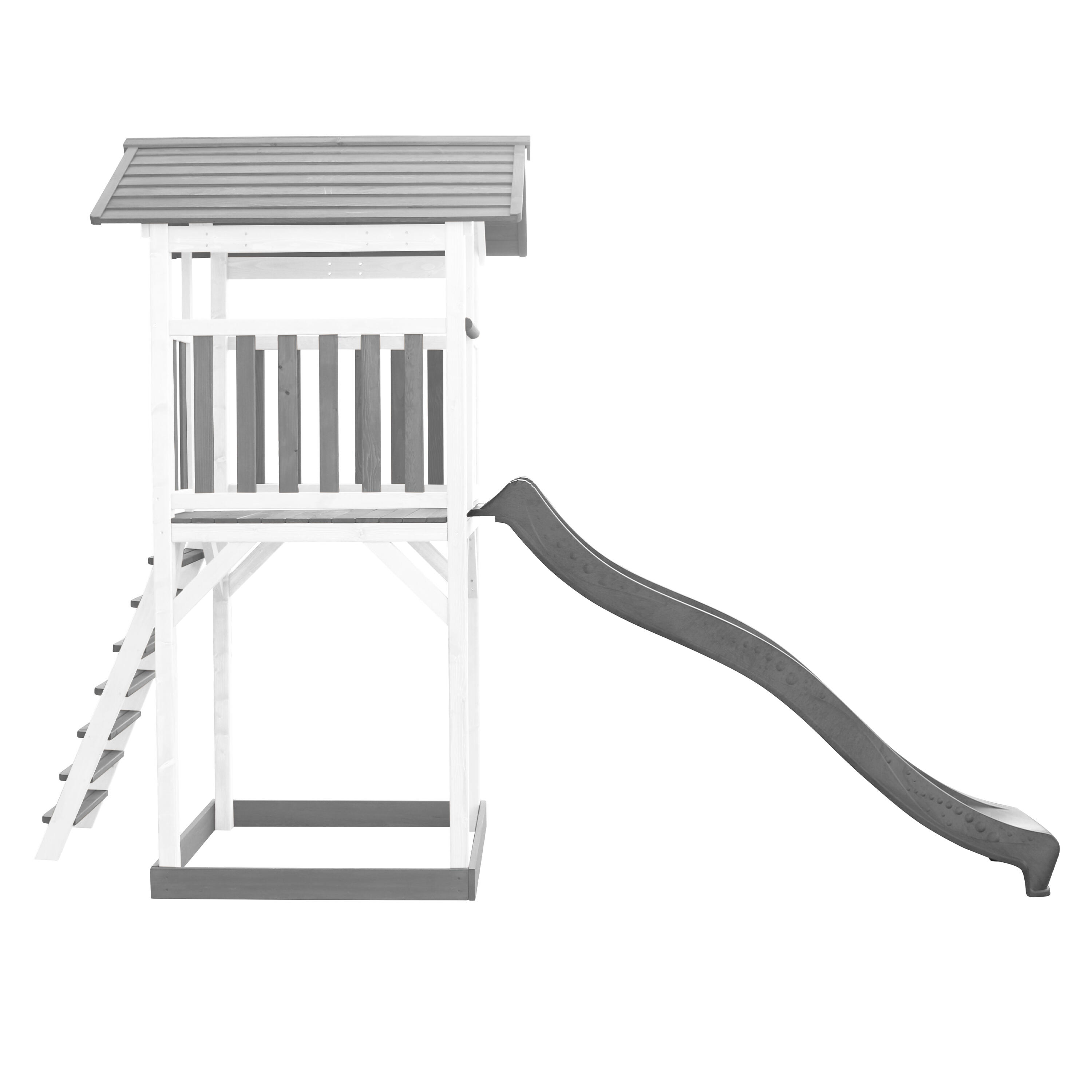 Beach Tower Spielturm Grau/Weiß, Rutsche Grau & Sandkasten 7/7