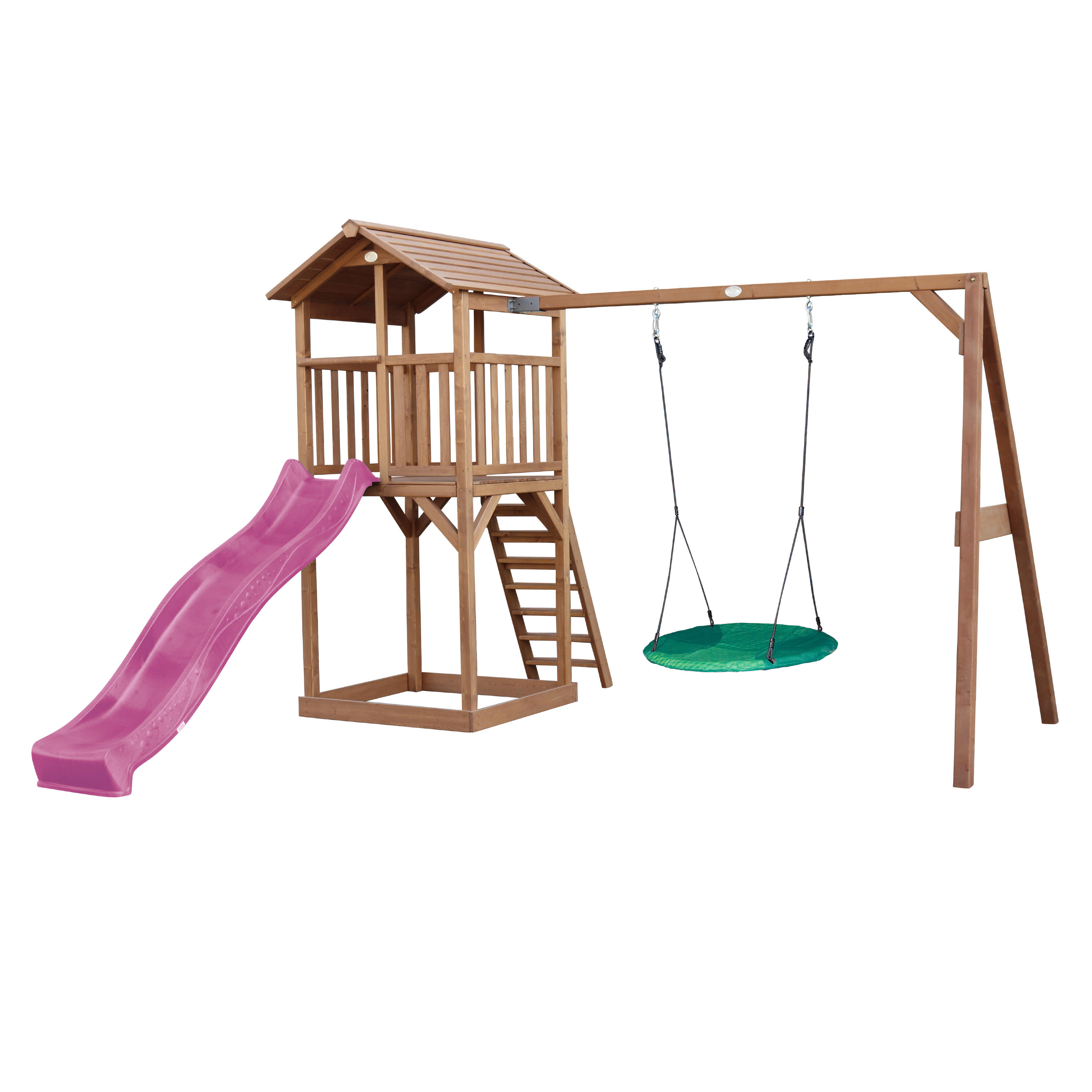 Axi - Aire De Jeux Beach Tower Marron, Toboggan Violet, Balançoire Nid D'Oiseau - Aire De Jeu - Violet - Taille Unique - Decathlon
