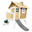 AXI Robin Maisonnette de jardin Marron/Blanc, Toboggan Gris, Bois FSC