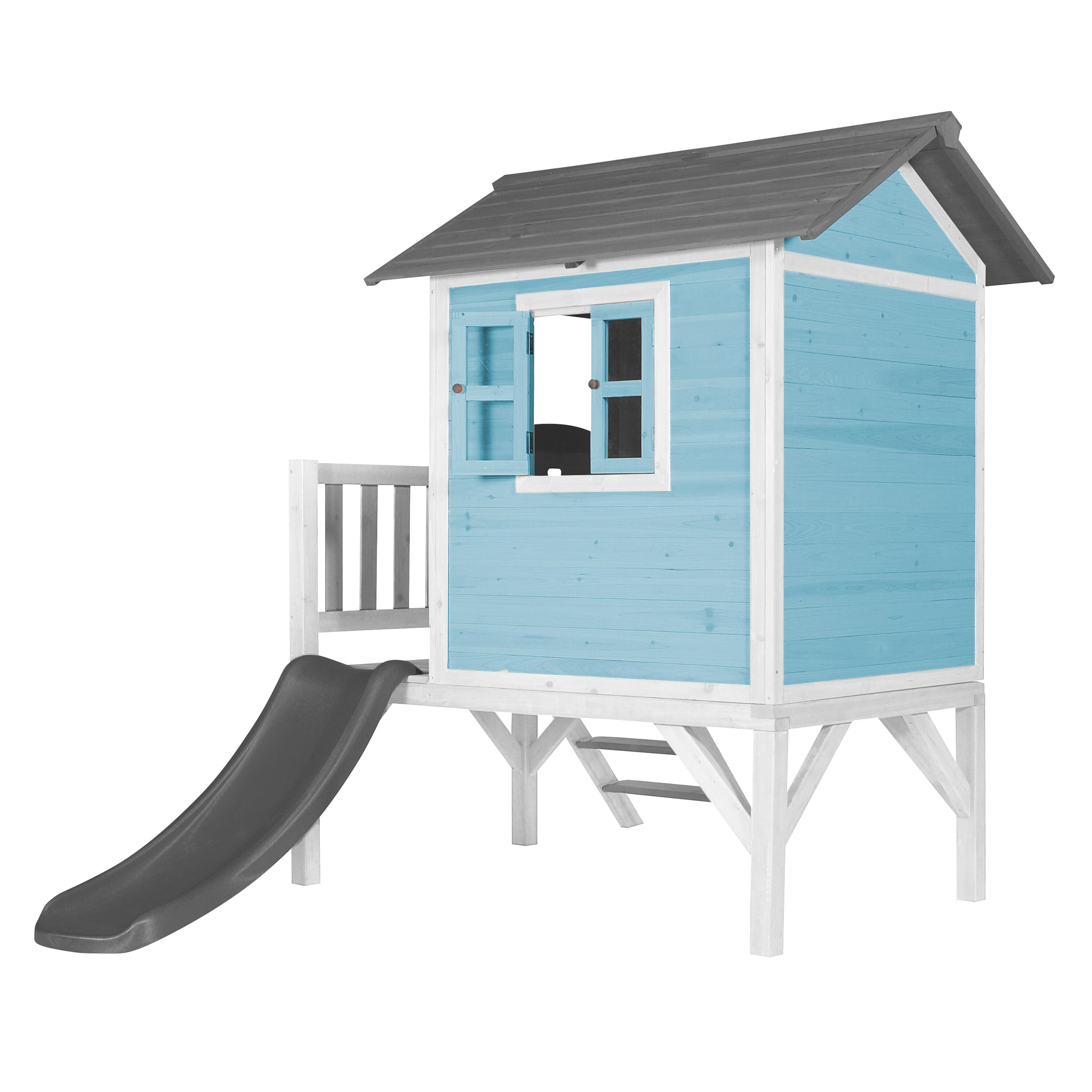 Casetta da giardino per bambini Lodge XL blu - Scivolo grigio 4/7