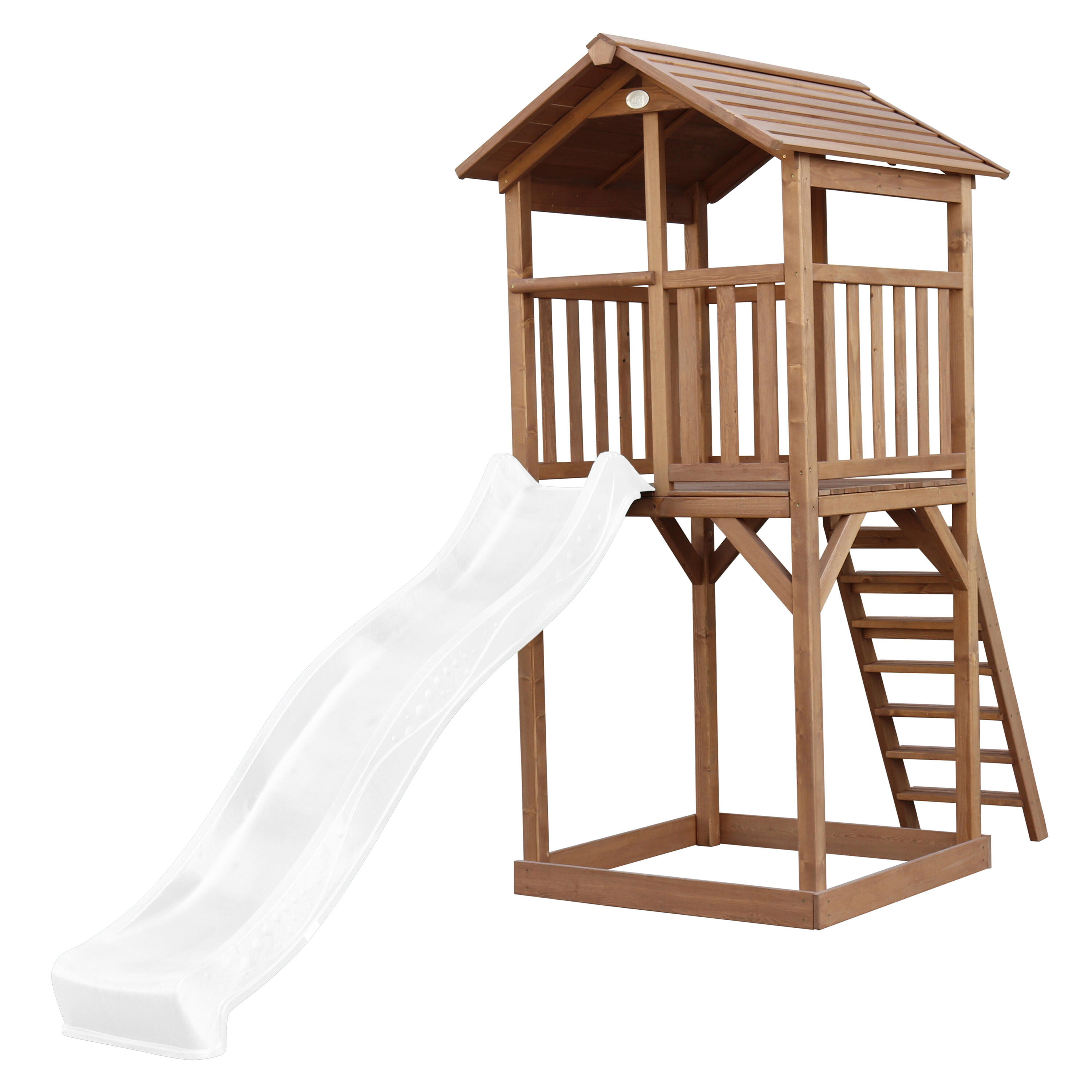 AXI AXI Beach Tower Casa de madera para niños marrón, tobogán blanco