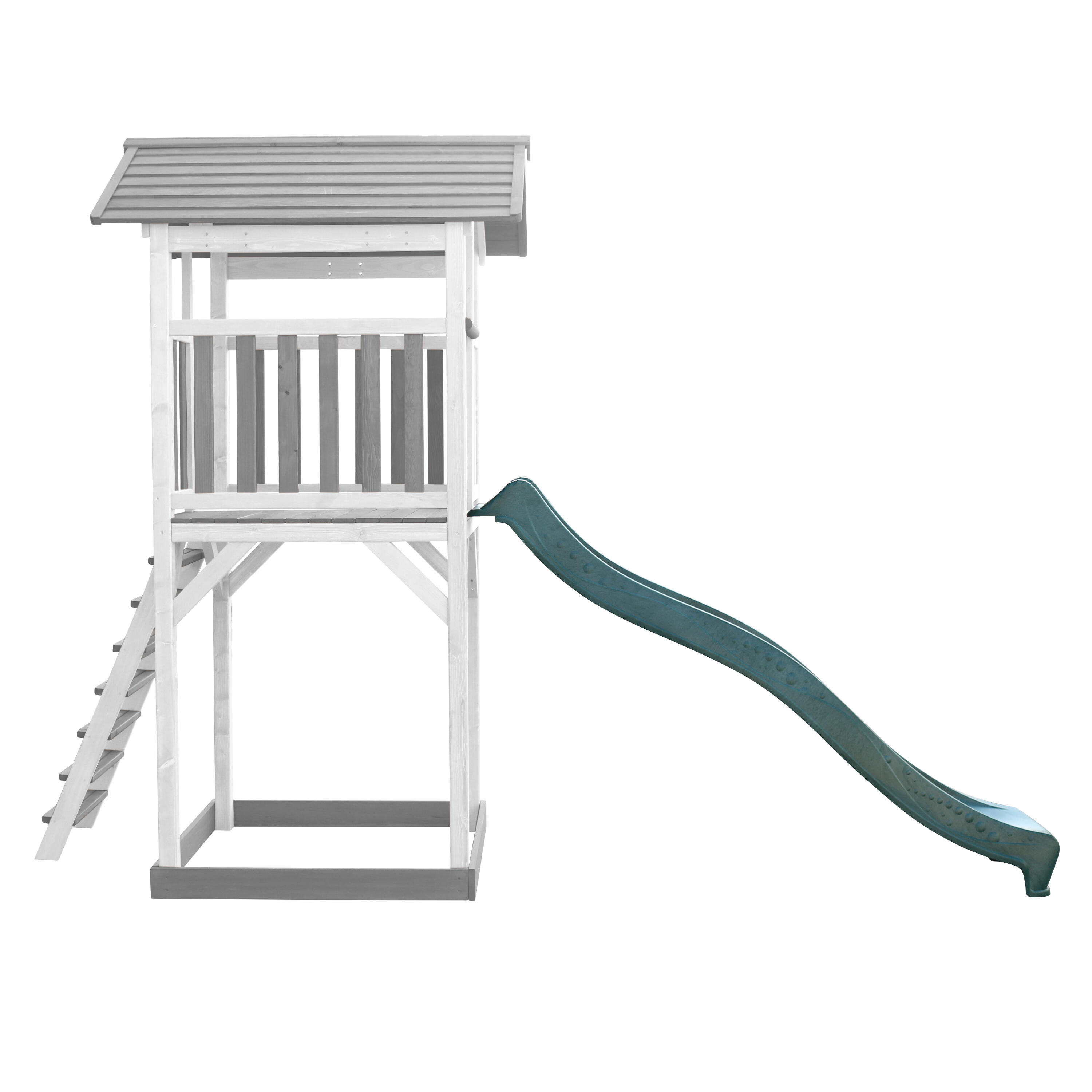 Beach Tower Speeltoren Grijs/Wit, Glijbaan Groen & Zandbak 7/7