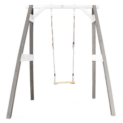 Enkele Schommel met Frame van FSC-Hout, Grijs/Wit