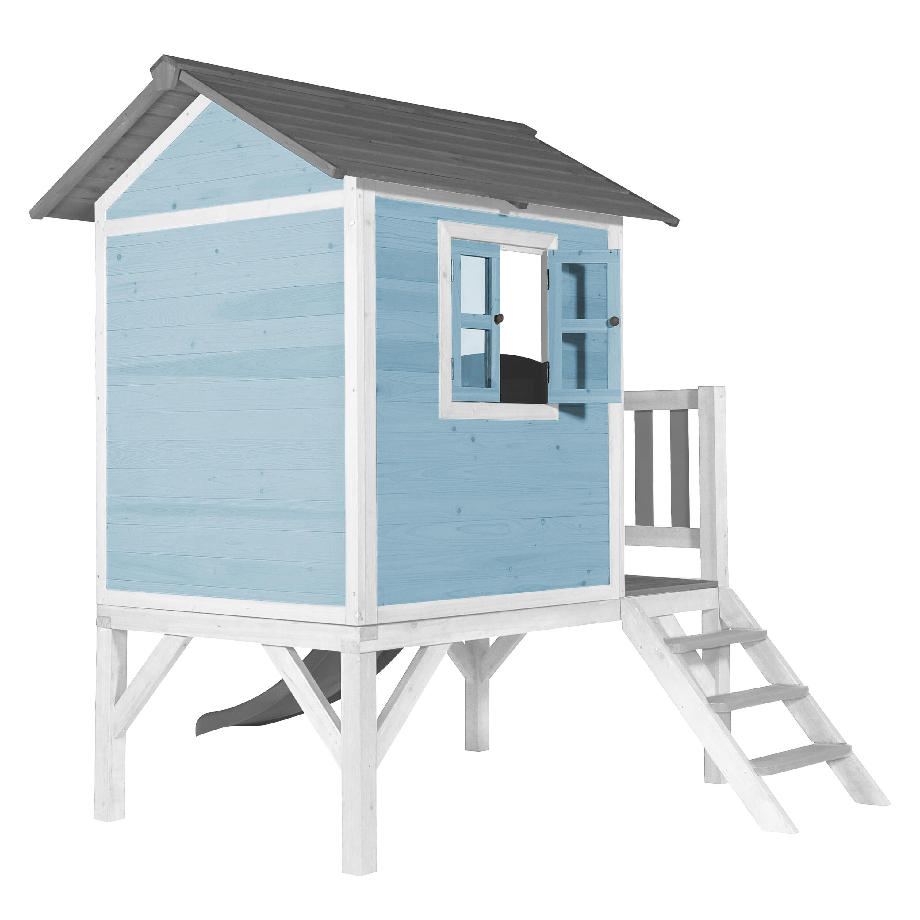 Casetta da giardino per bambini Lodge XL blu - Scivolo grigio 5/7
