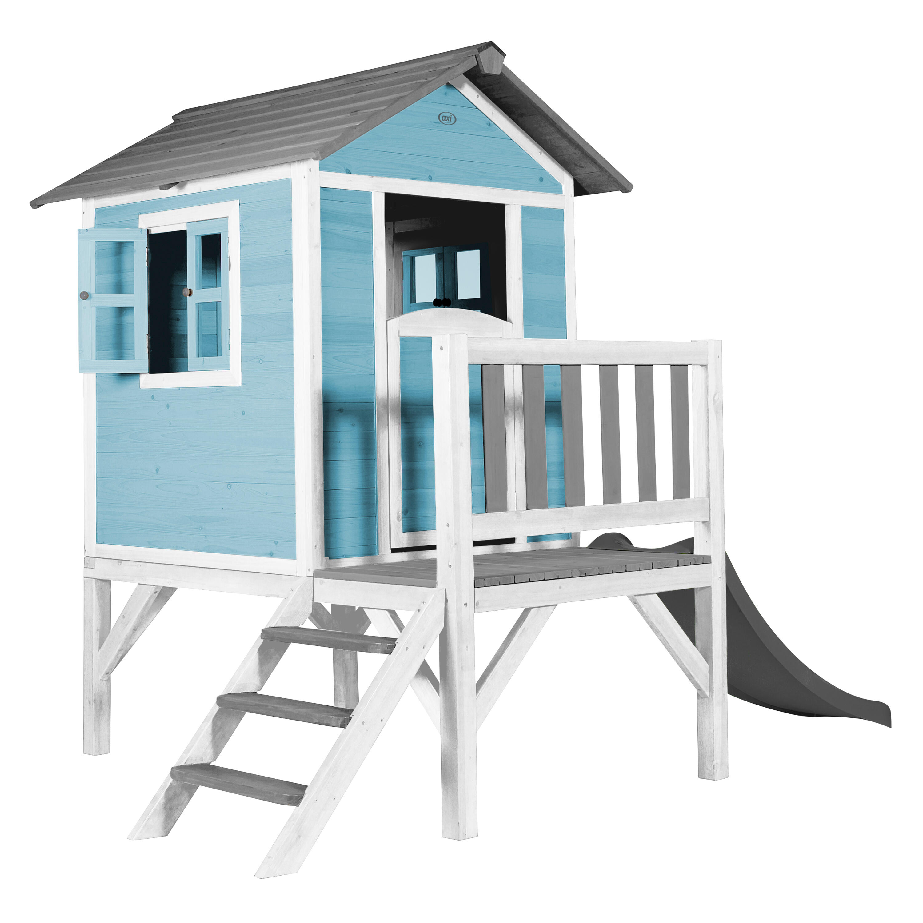 Casetta da giardino per bambini Lodge XL blu - Scivolo grigio 2/7