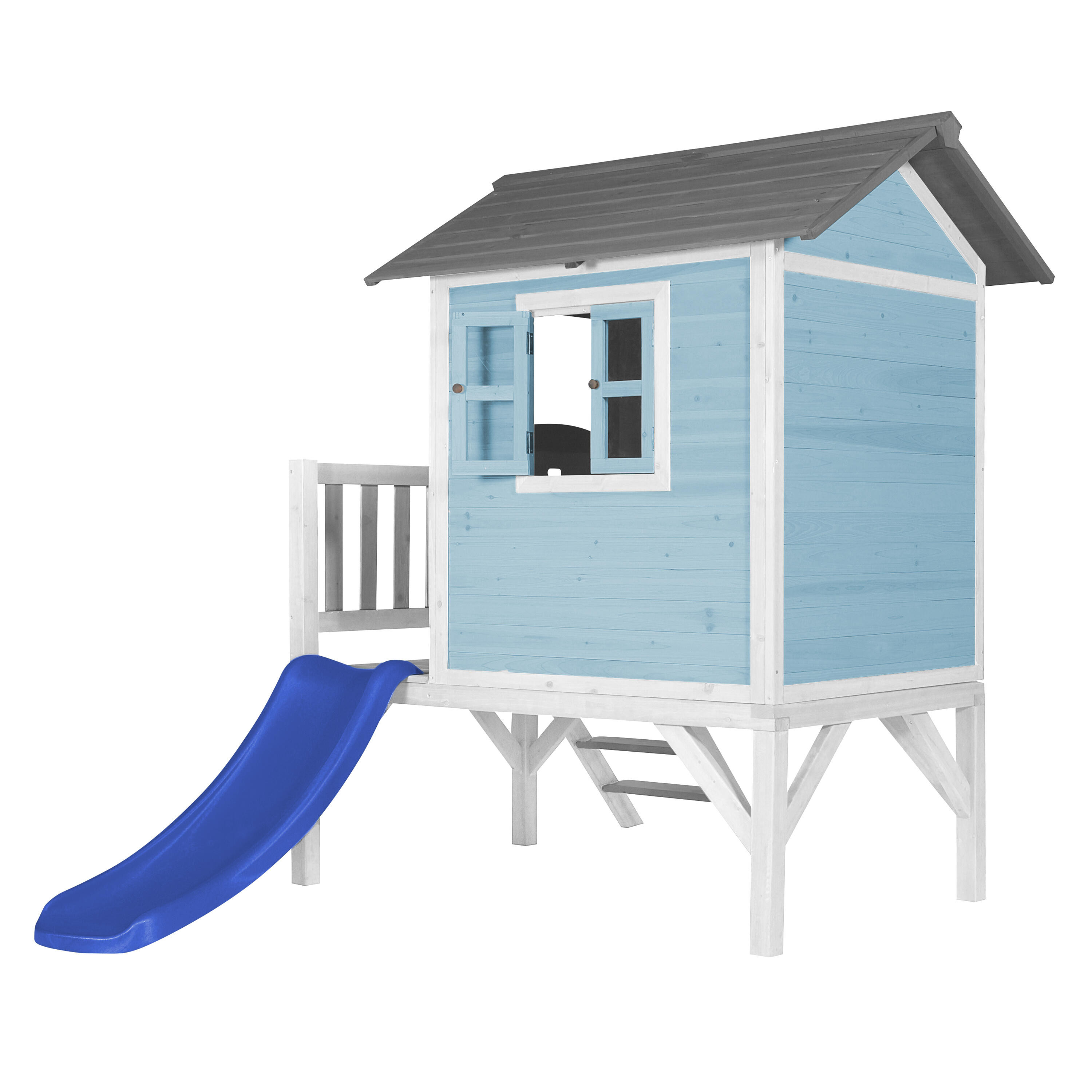 Casetta da giardino per bambini Lodge XL blu - Scivolo blu 4/7