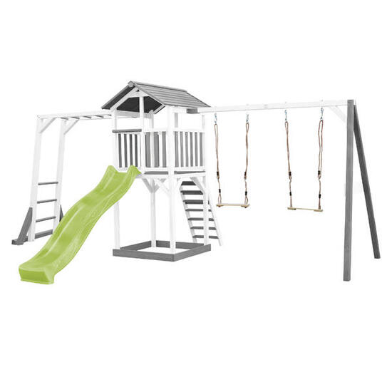 Struttura arrampicata Beach Tower scaletta 2 altalene scivolo viola