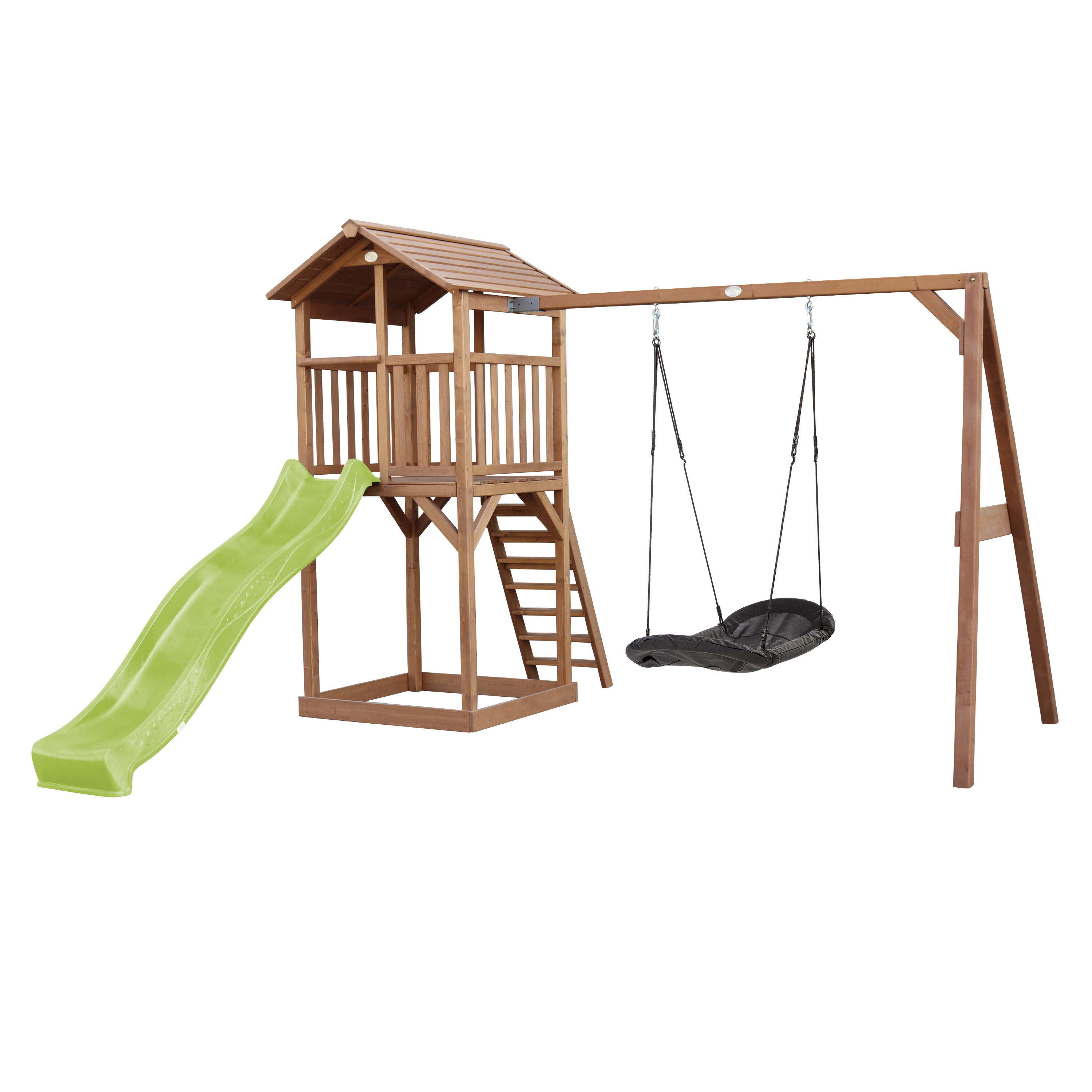 Axi - Aire De Jeux Beach Tower Marron, Toboggan Jaune,  Balançoire Nid D'Oiseau - Aire De Jeu - Jaune - Taille Unique - Decathlon