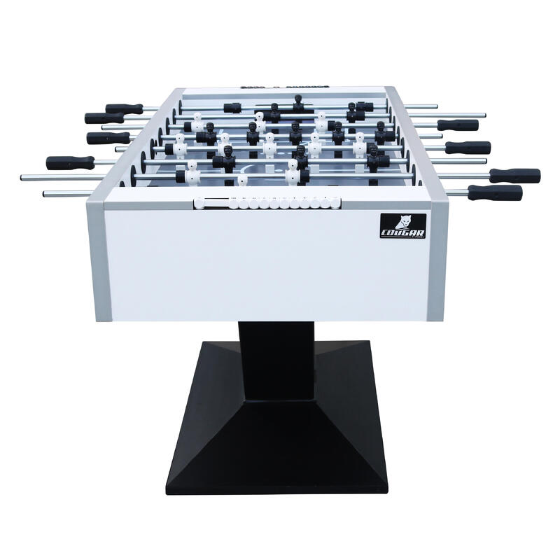 Cougar Premium Pro Table de Babyfoot blanche, 4 balles & comptoir de points