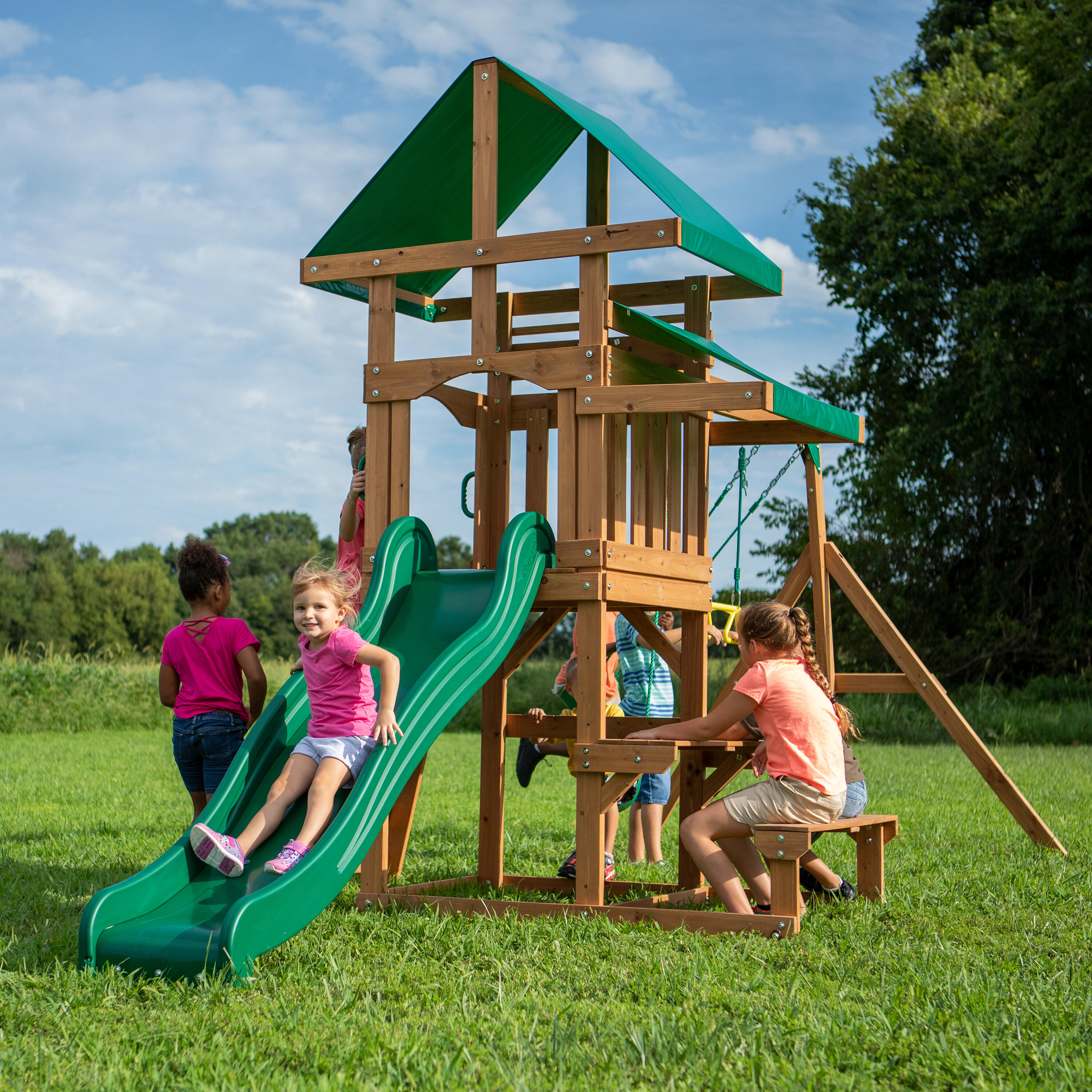Parque Infantil de madera, columpio, tobogán, Belmont 5/7